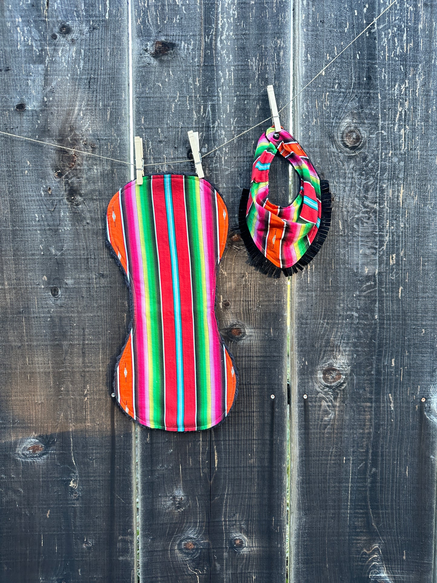 Bright Serape Bib & Burp Cloth Set