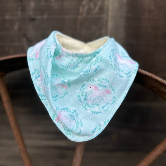 Turquoise unicorn Buckaroo Baby Bib