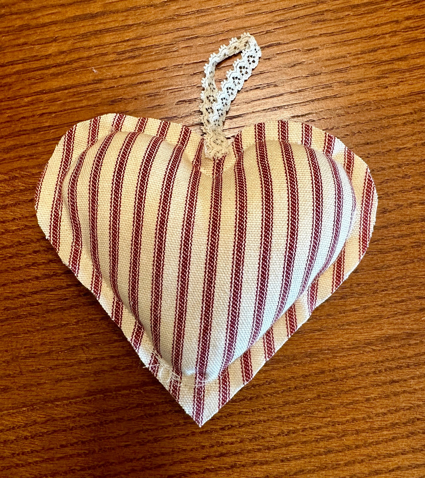 Valentine's Cranberry Ticking Fabric Heart