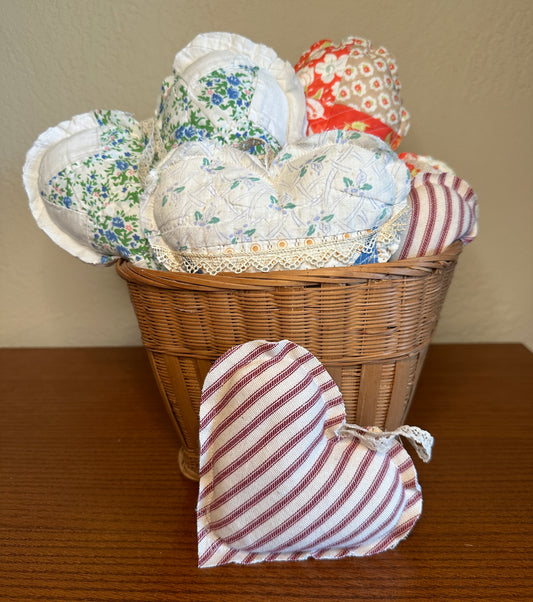 Valentine's Cranberry Ticking Fabric Heart