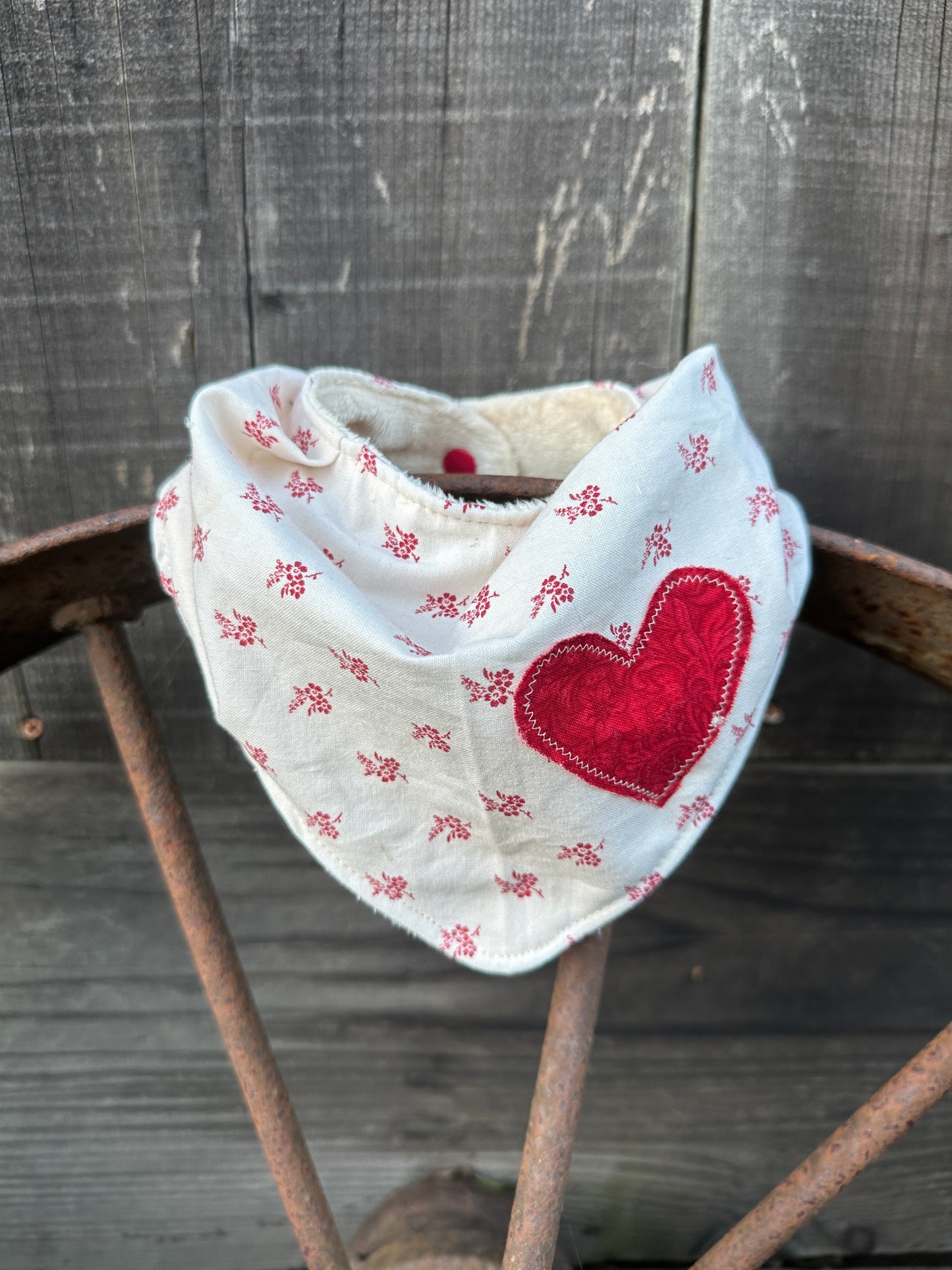 Valentine's Floral Print with Heart Buckaroo Baby Bib