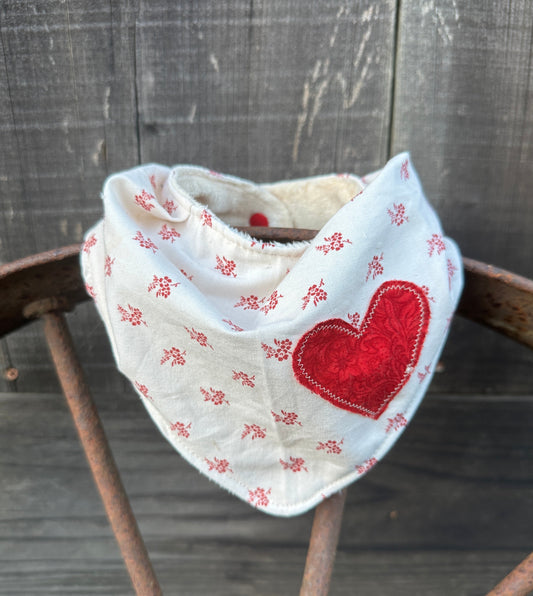 Valentine's Floral Print with Heart Buckaroo Baby Bib