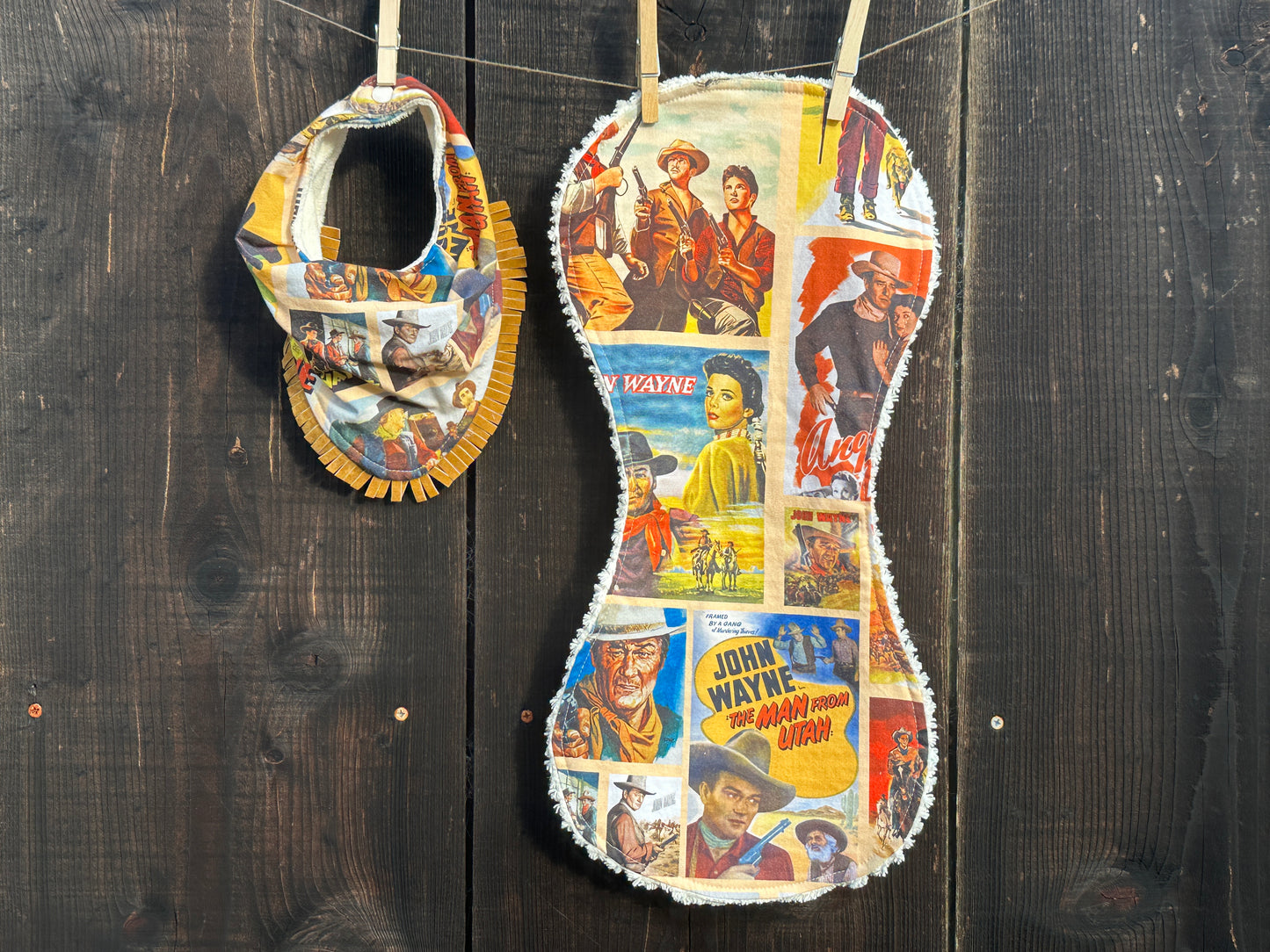 John Wayne Movie Posters Bib and Burp Cloth Set