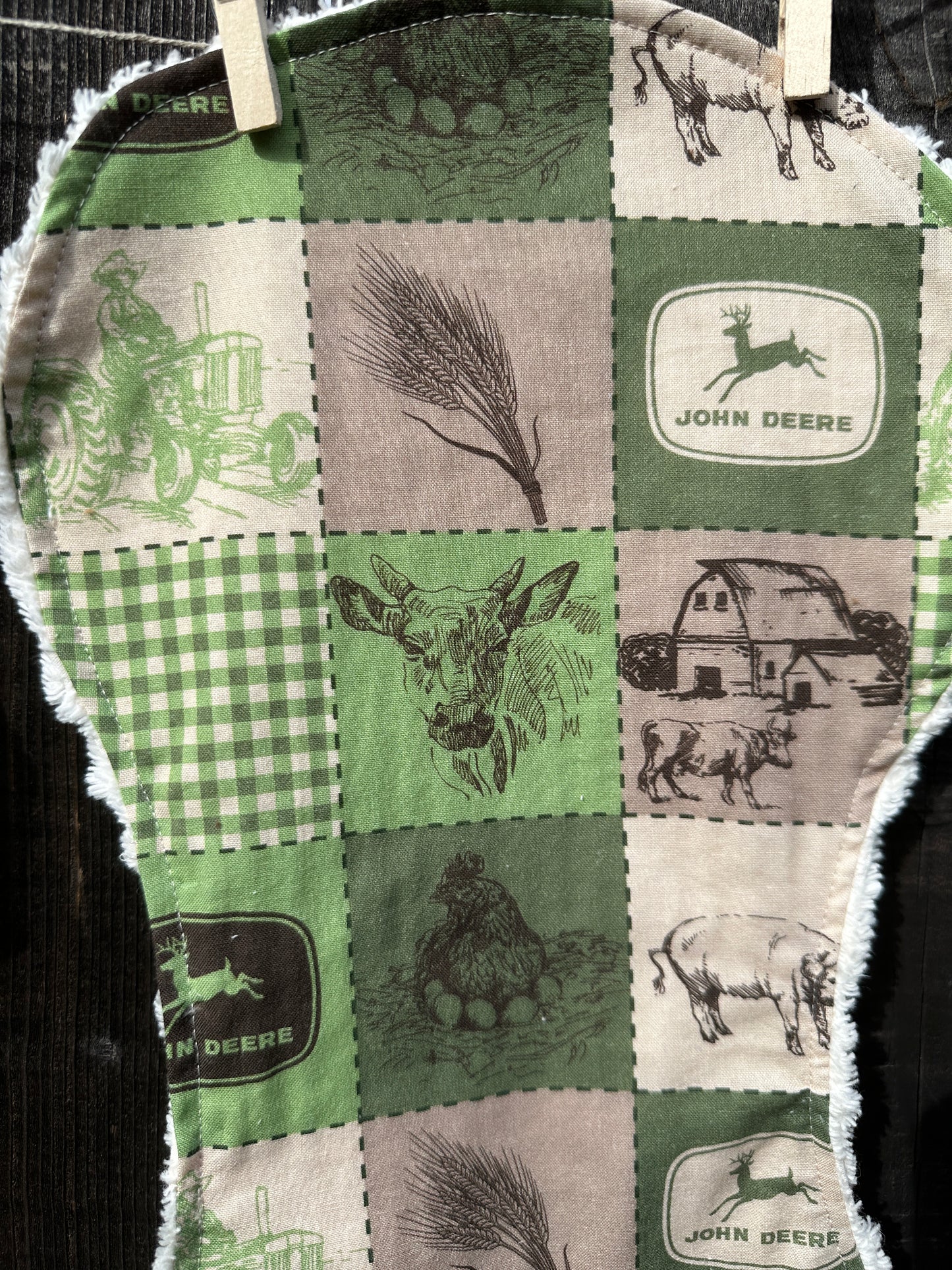 John Deere Patchwork Bib & Burp Cloth Set