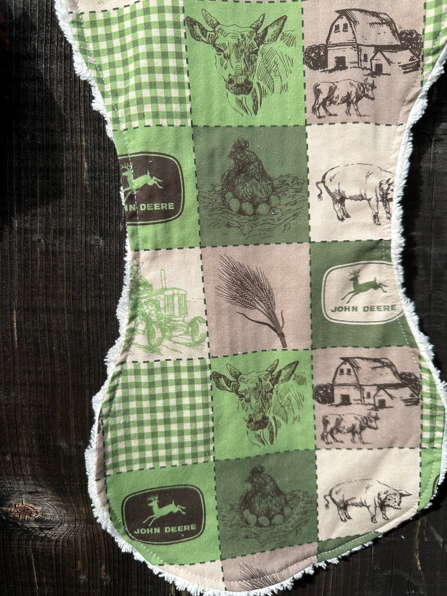 John Deere Patchwork Bib & Burp Cloth Set