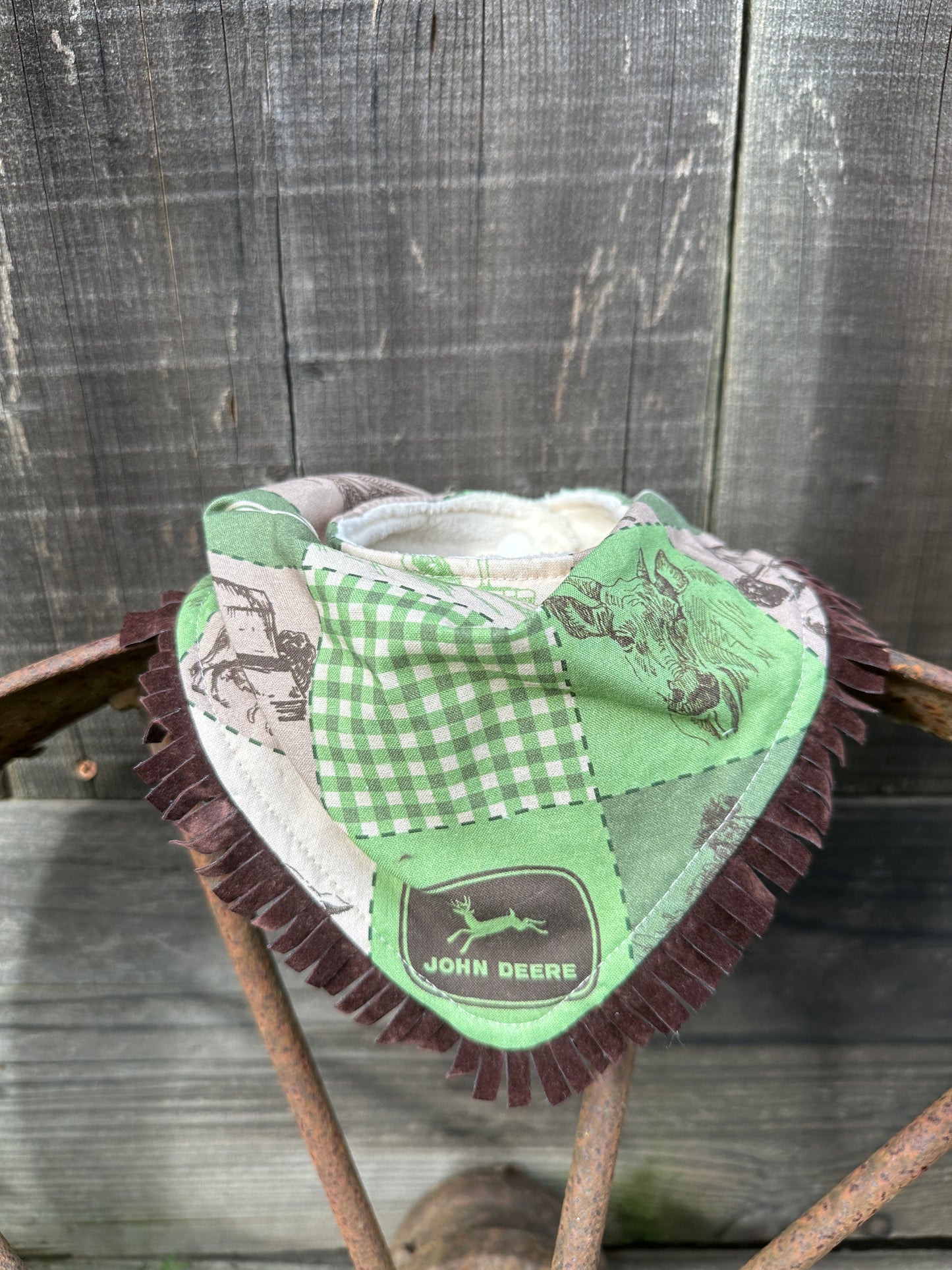 John Deere Patchwork Bib & Burp Cloth Set