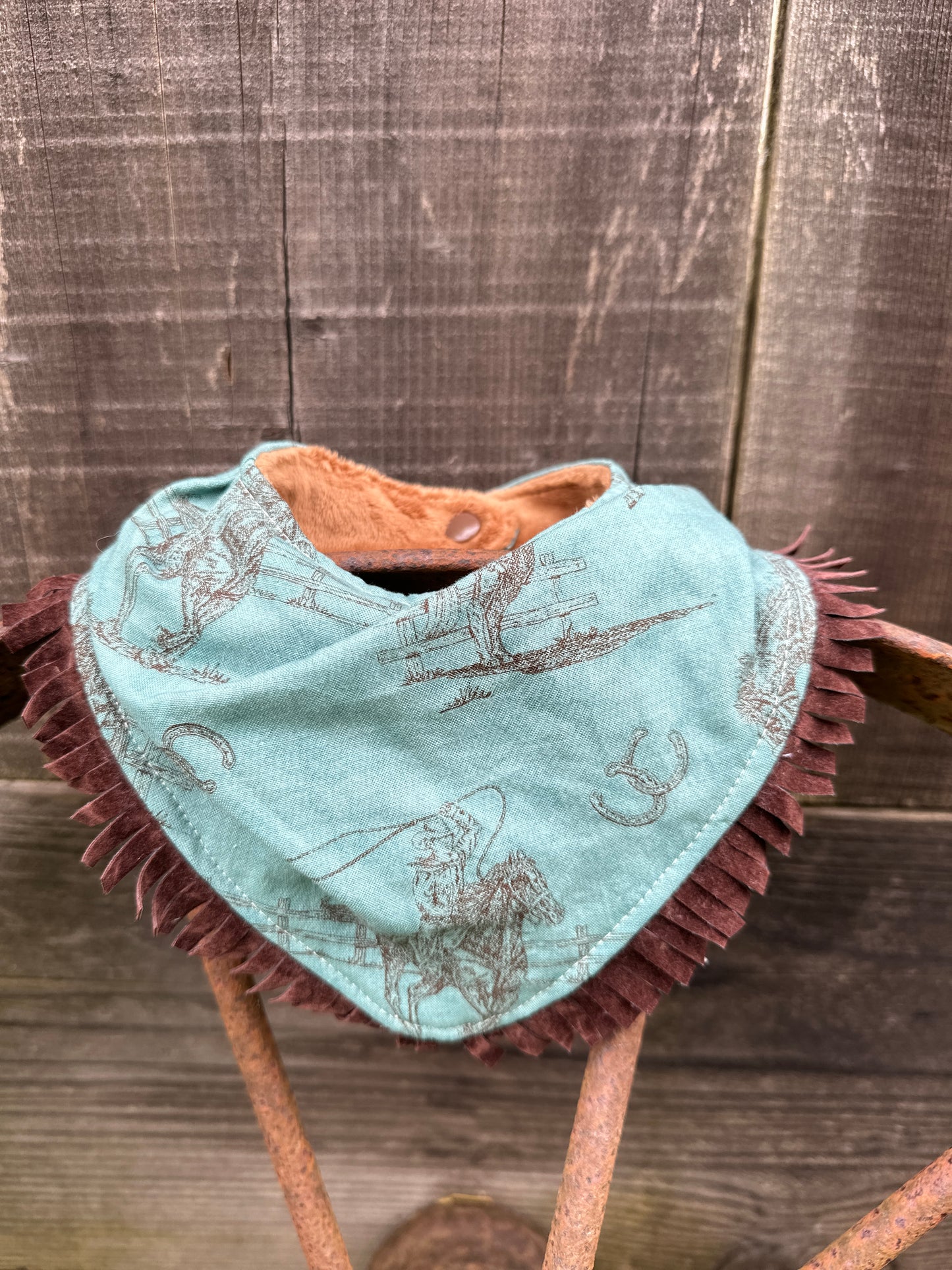 Turquoise Cowboy Roper Bib/Burp Cloth Set