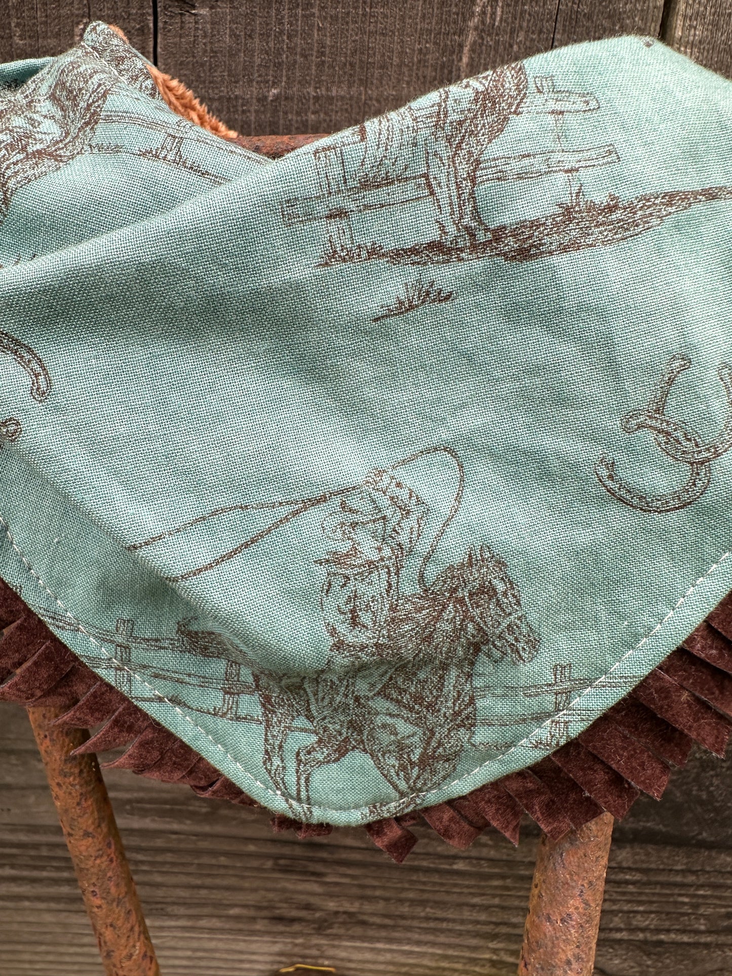 Turquoise Cowboy Roper Bib/Burp Cloth Set