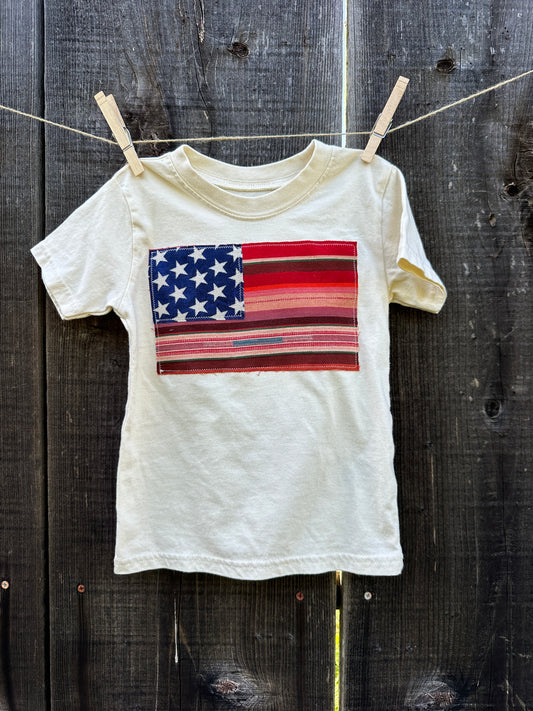 Red Serape Flag on Ivory Tee, Size 3T