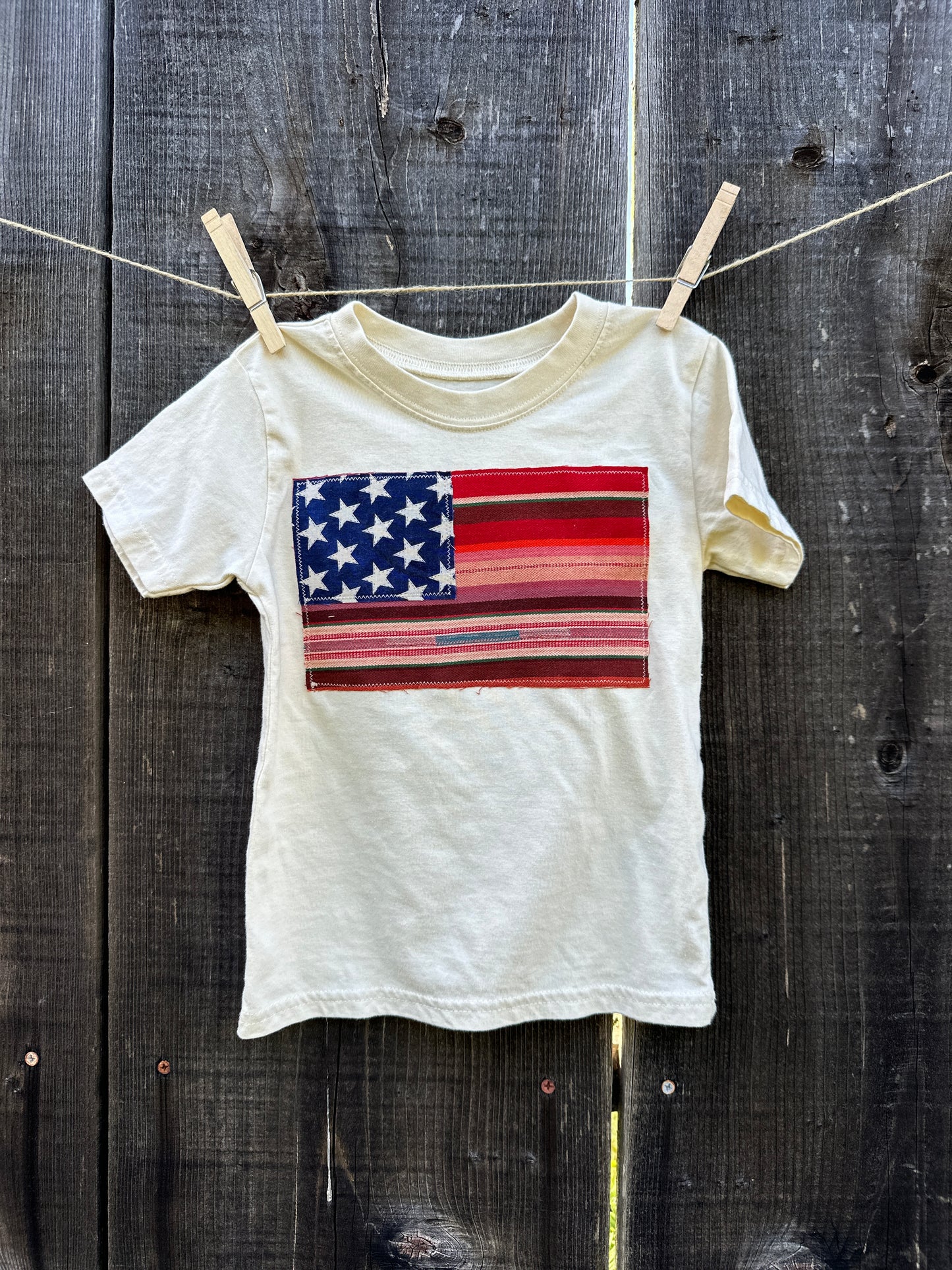 Red Serape Flag on Ivory Tee, Size 3T