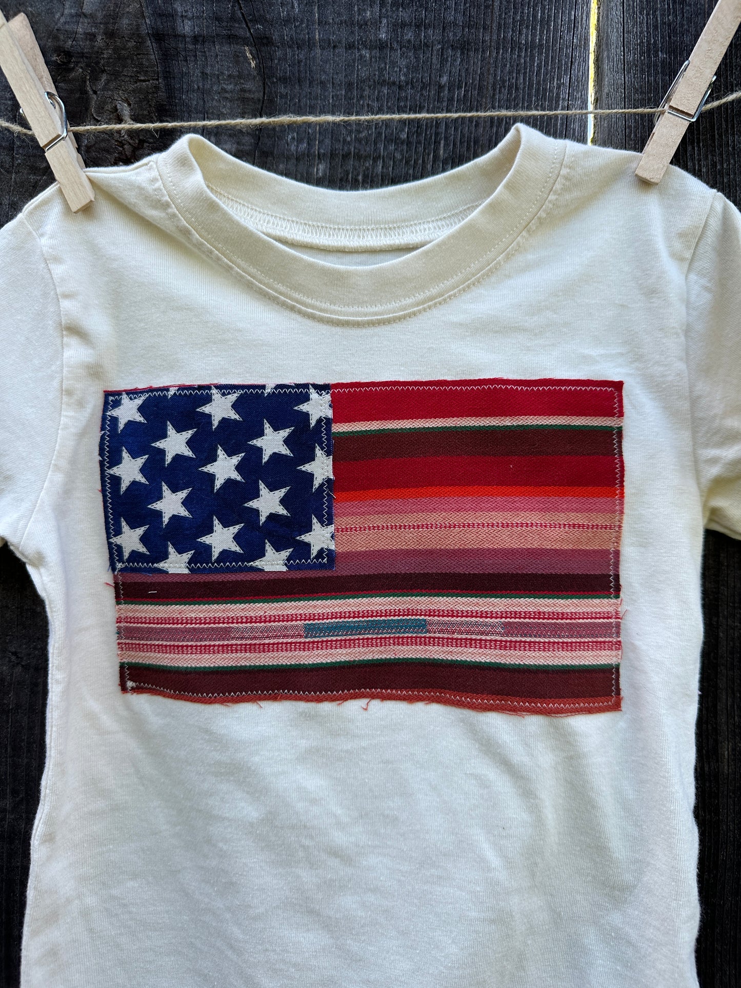 Red Serape Flag on Ivory Tee, Size 3T