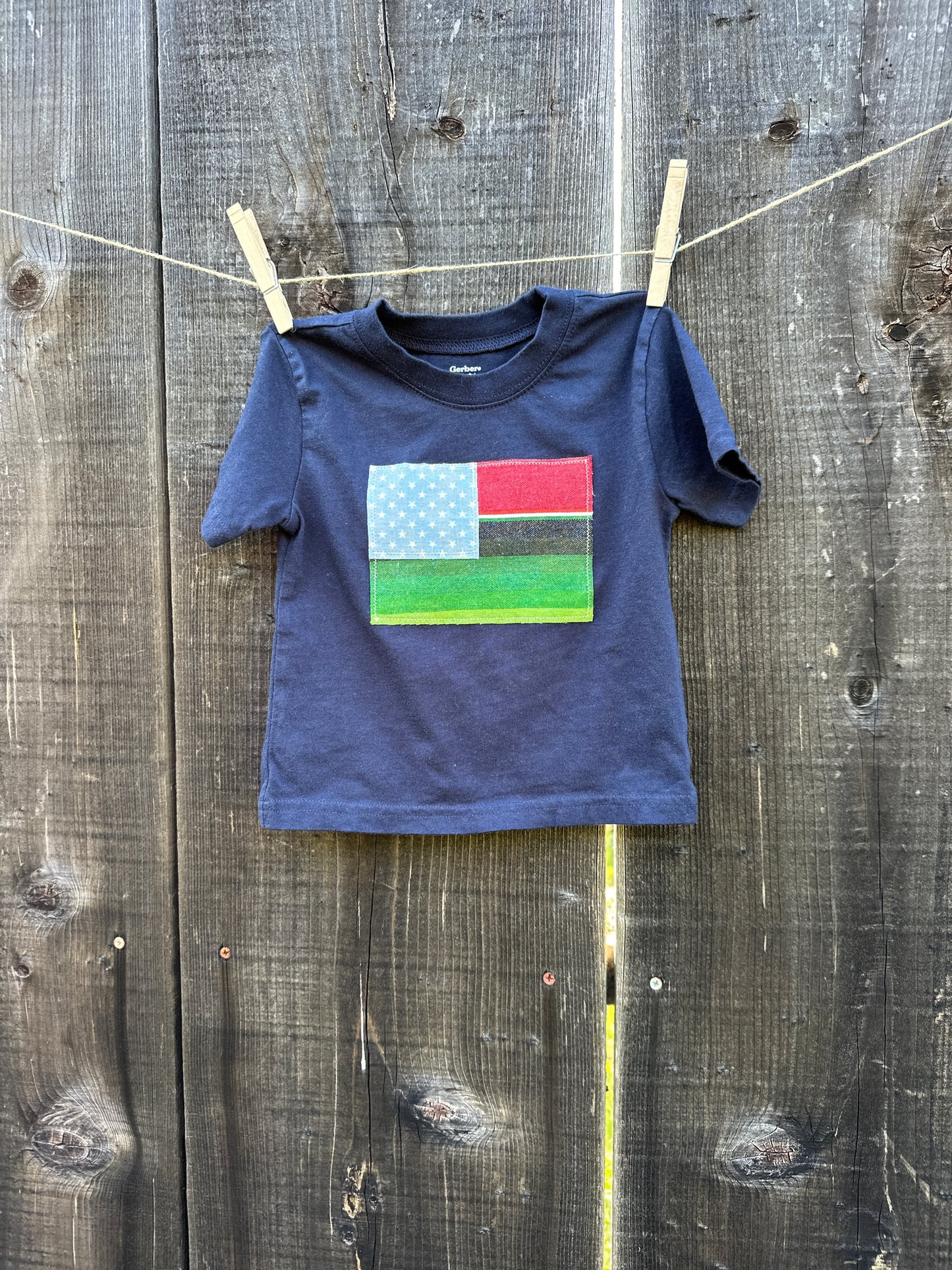 Green and Red Serape Flag on Navy Tee, Size 18 mons.