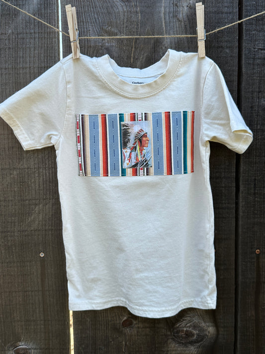 Custom Native American Chief Tee with Serape Print, Size 4T