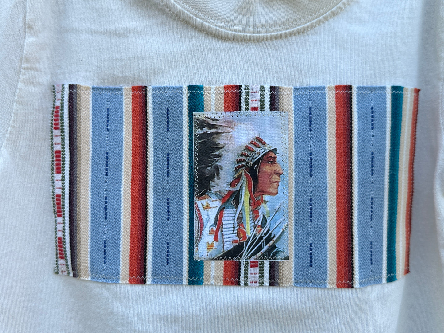 Custom Native American Chief Tee with Serape Print, Size 4T