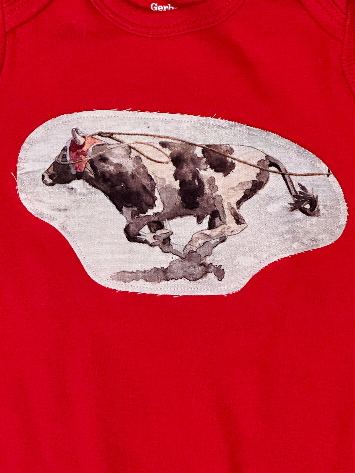Red Roping Steer Onesie, Size 3-6 mons.