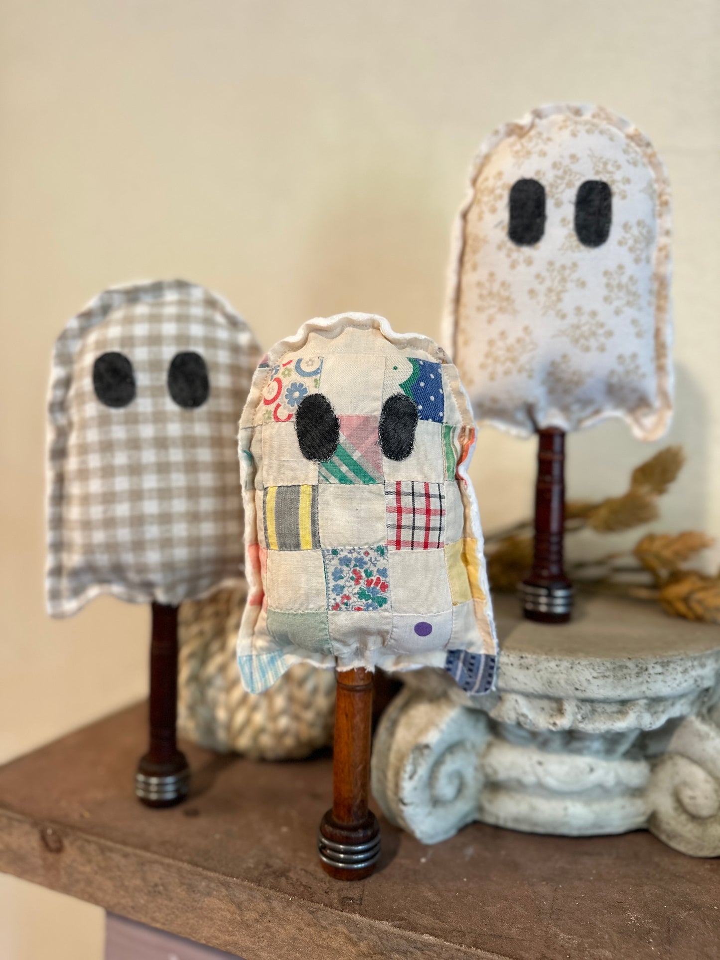 Friendly Ghost on Vintage Dowel