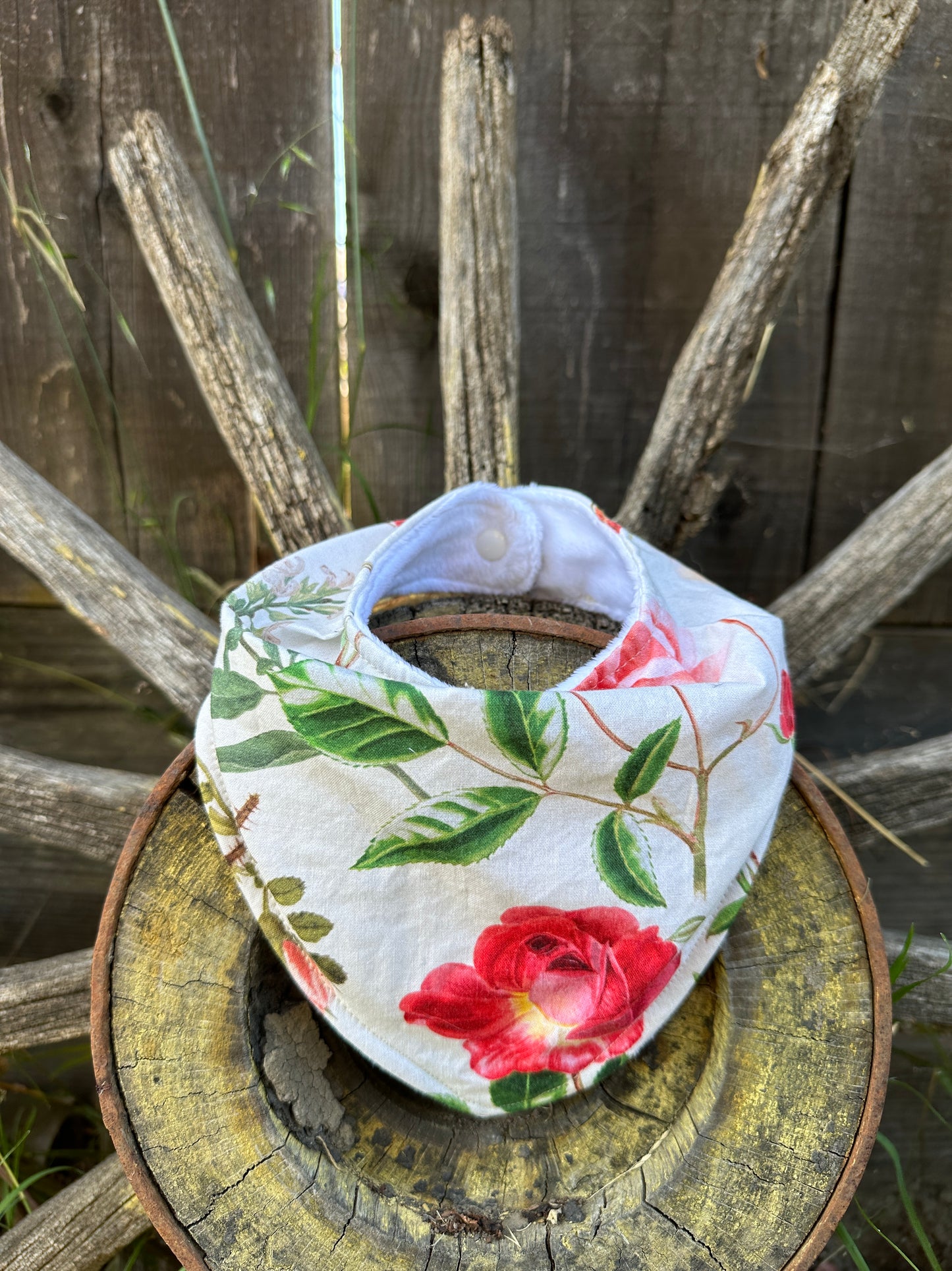 Botanical Floral Print Buckaroo Baby Bib/Burp Cloth Set