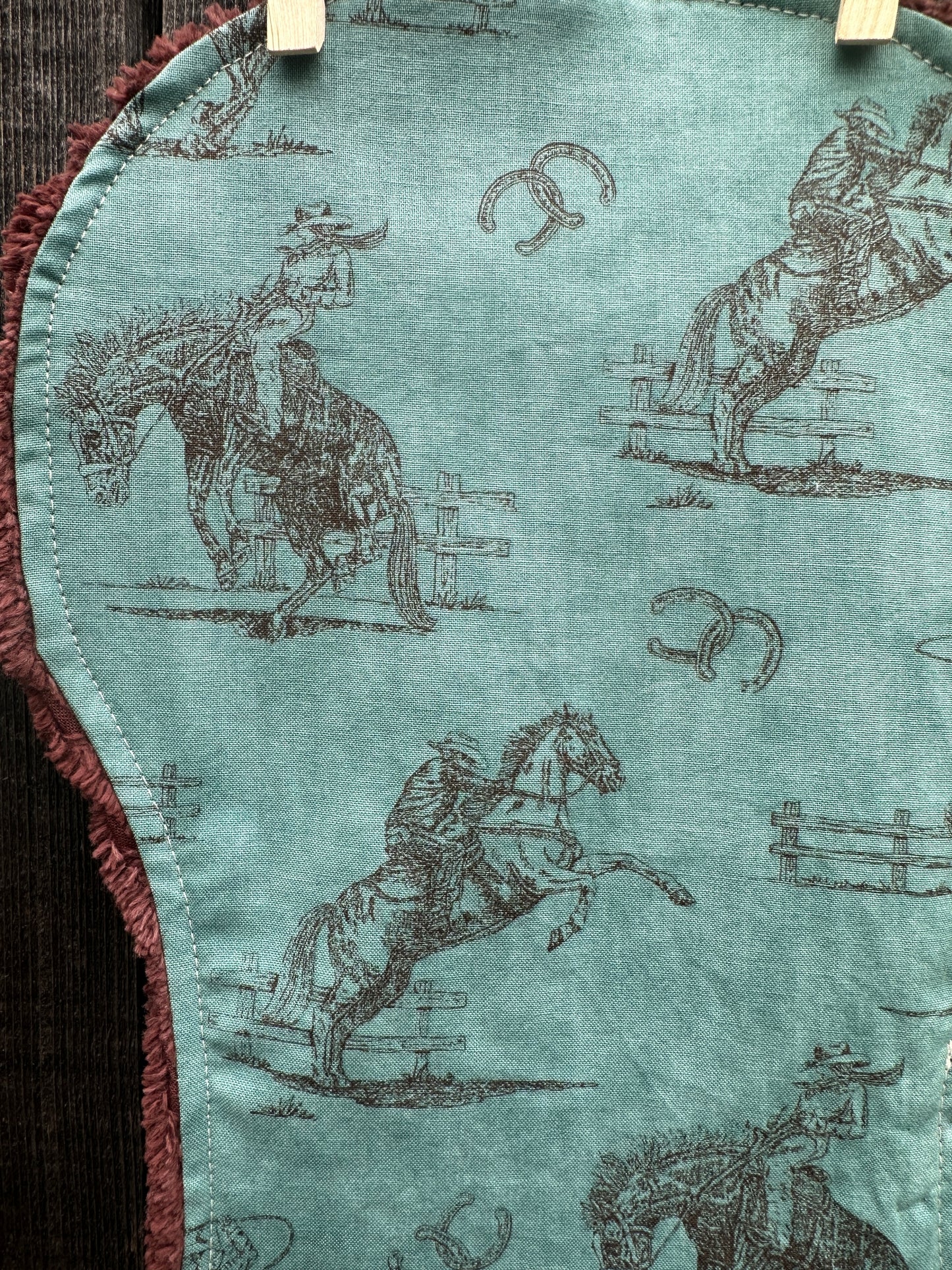 Turquoise Western Scenes Buckaroo Baby Bibs Burp Cloth BUNDLE