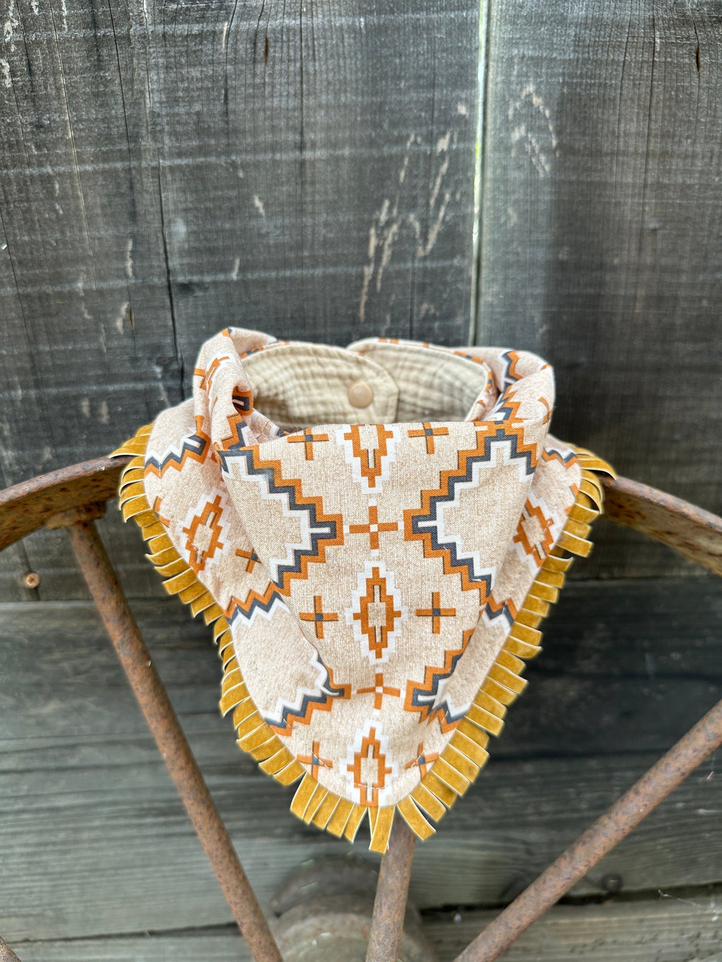 Tan Aztec Bandana Buckaroo Baby Bib