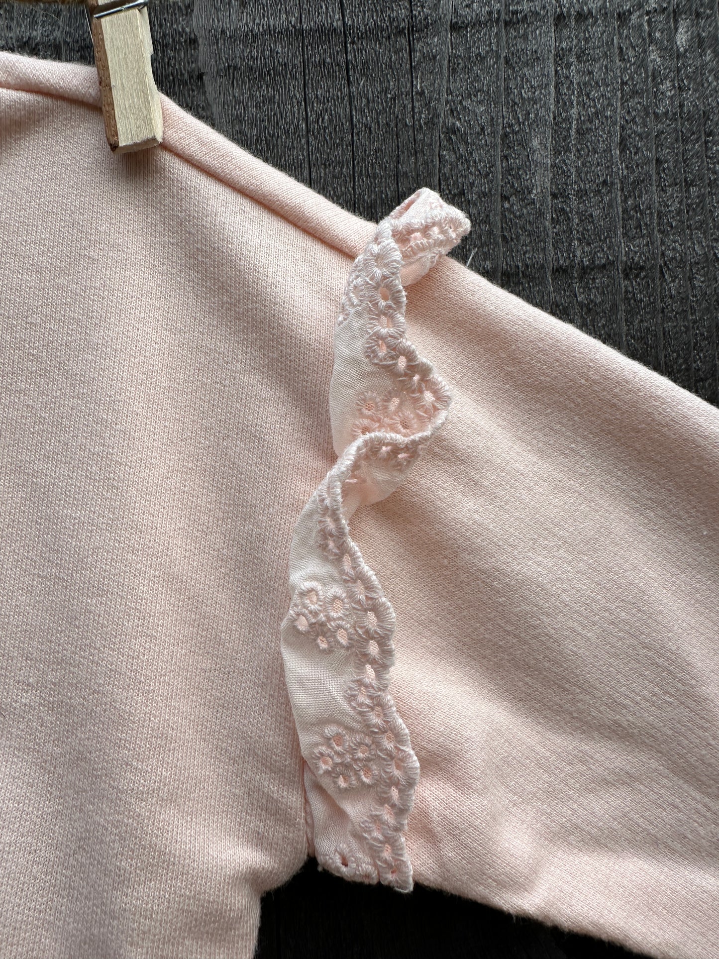 Floral Cowgirl Light Pink Sweatshirt with Eyelet Lace, Size 18 mons.