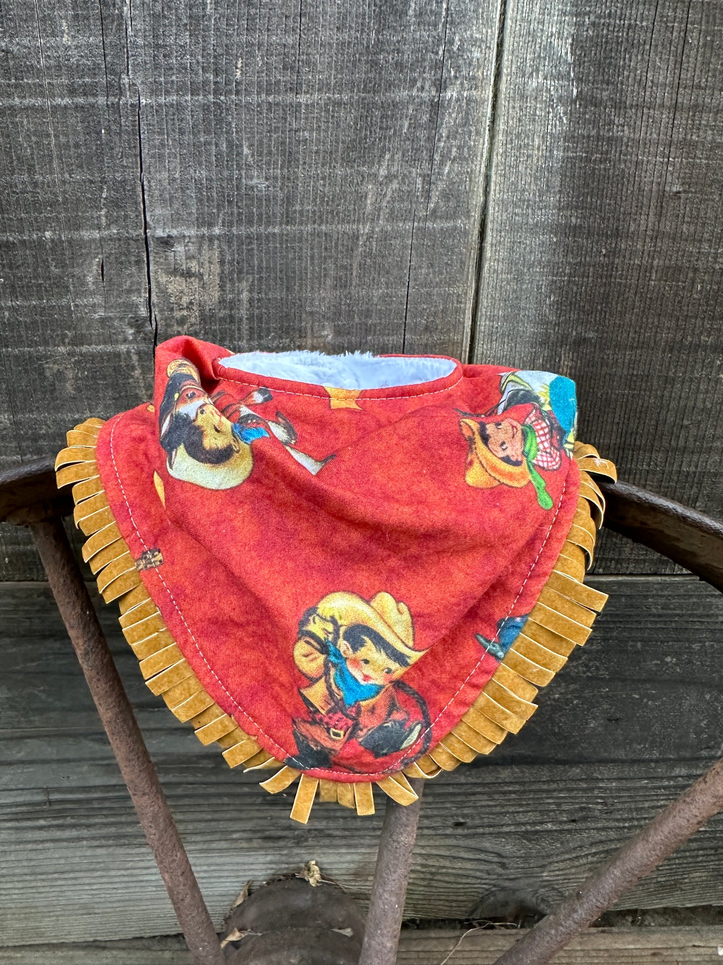 Red Vintage Cowboys Bib & Burp Cloth Set