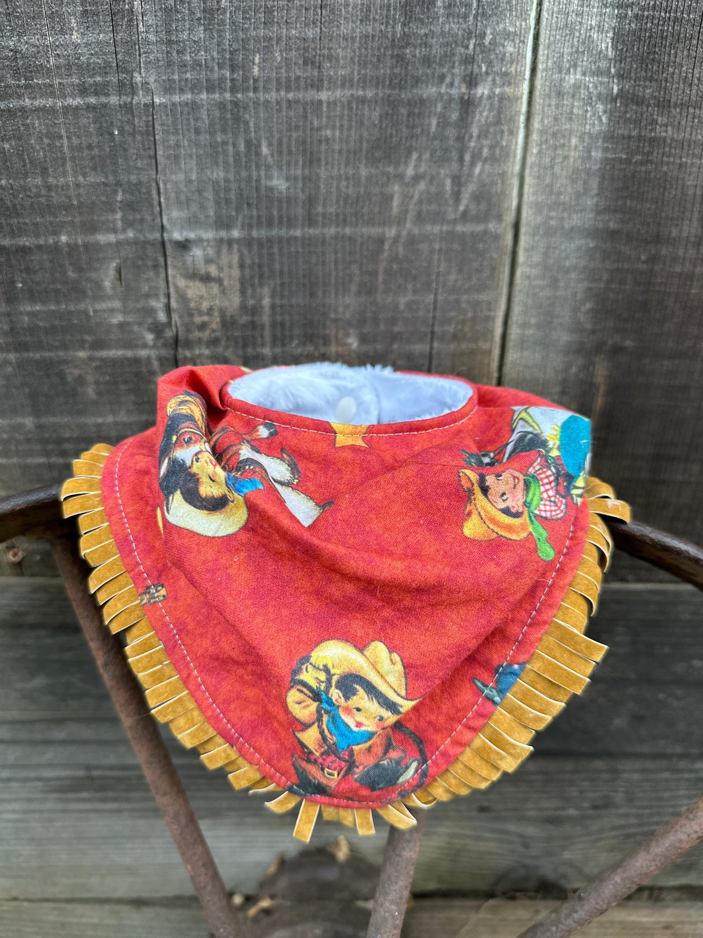 Red Vintage Cowboys Bib & Burp Cloth Set