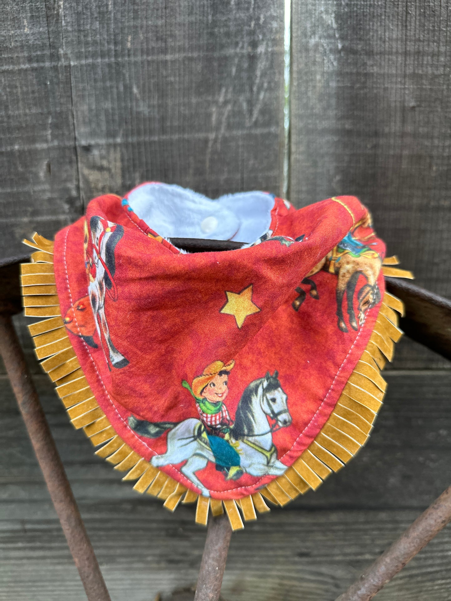 Red Vintage Cowboys Bib & Burp Cloth Set