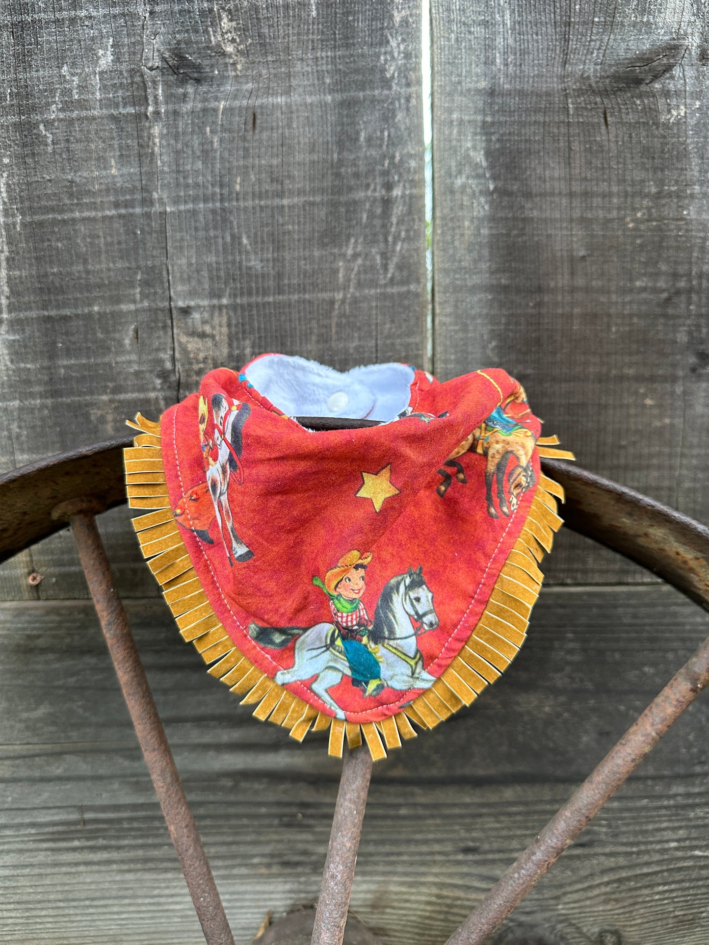 Red Vintage Cowboys Bib & Burp Cloth Set