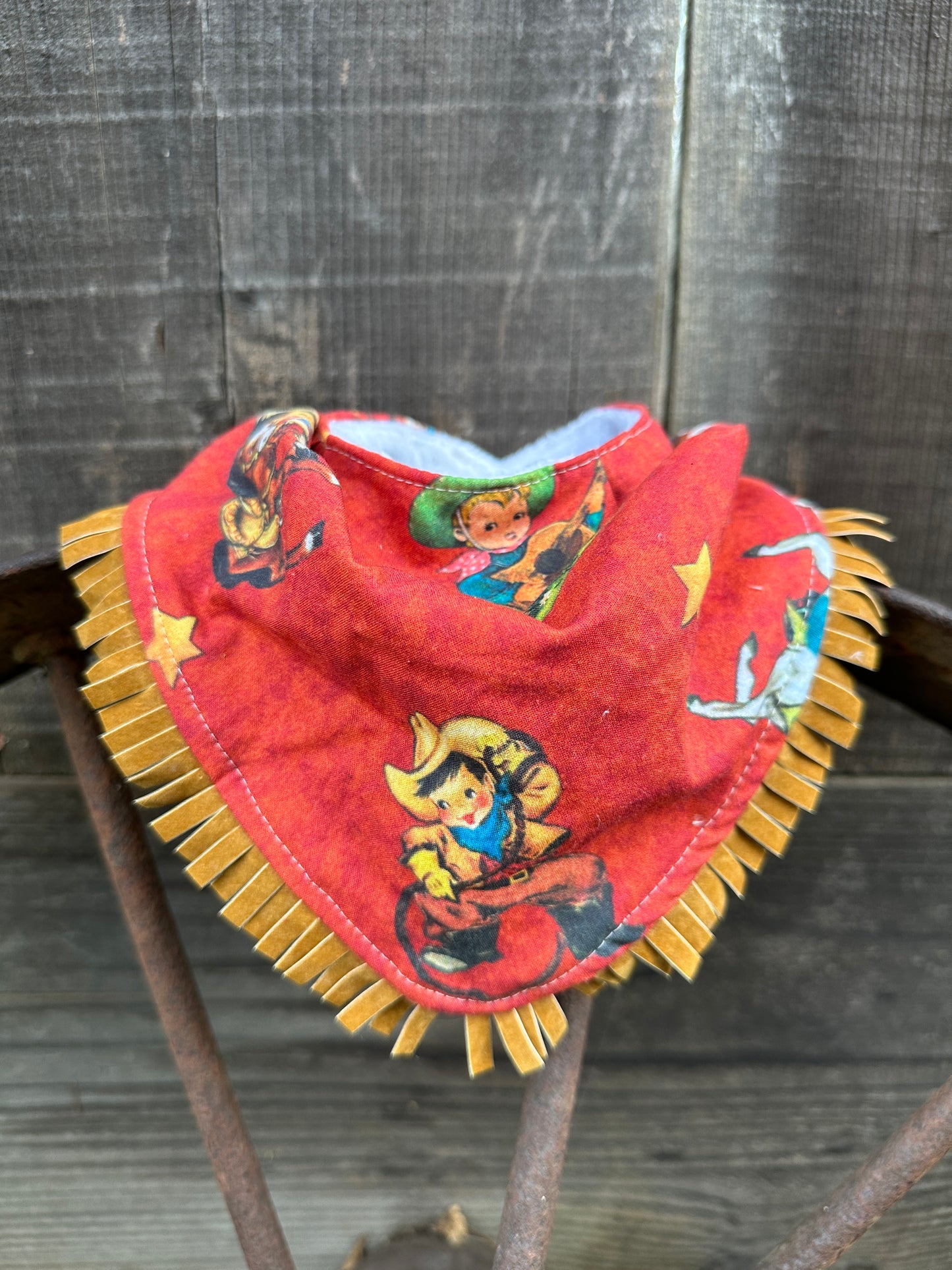 Red Vintage Cowboy Buckaroo Baby Bib