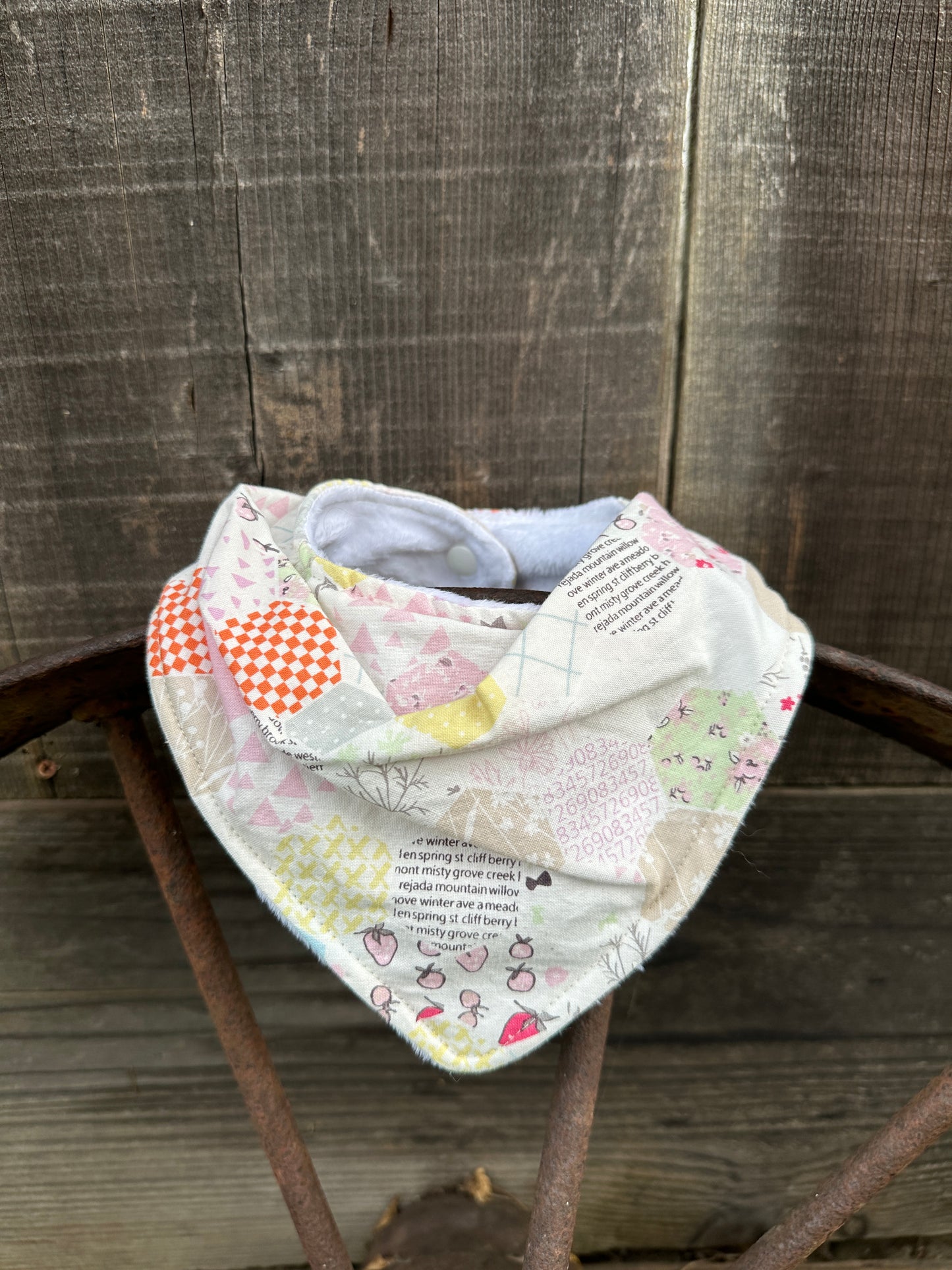 Quilted Pastel Print Buckaroo Baby Bib; Available with & without Fringe