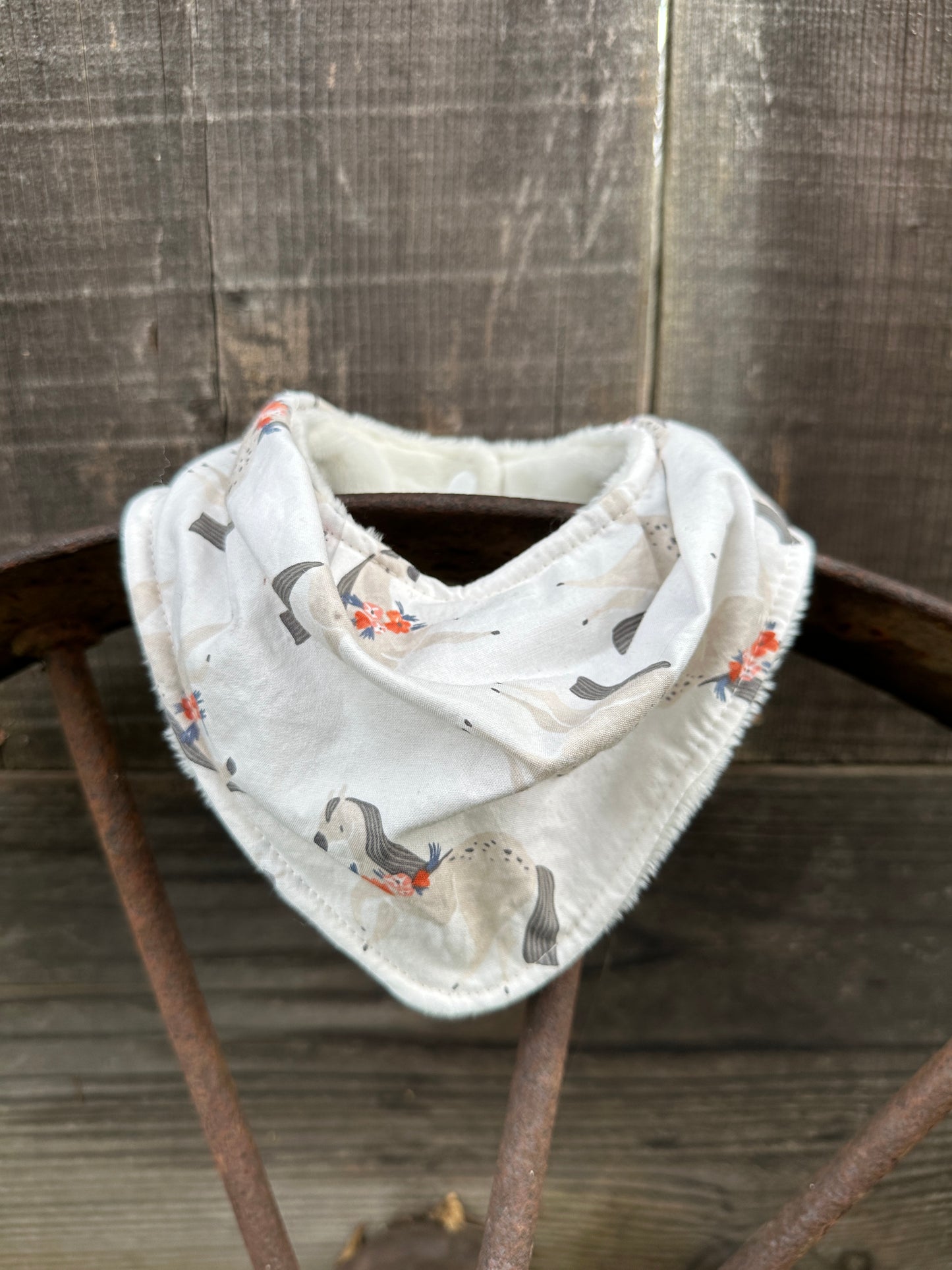 White Woodland Fairy Horses Buckaroo Baby Bib