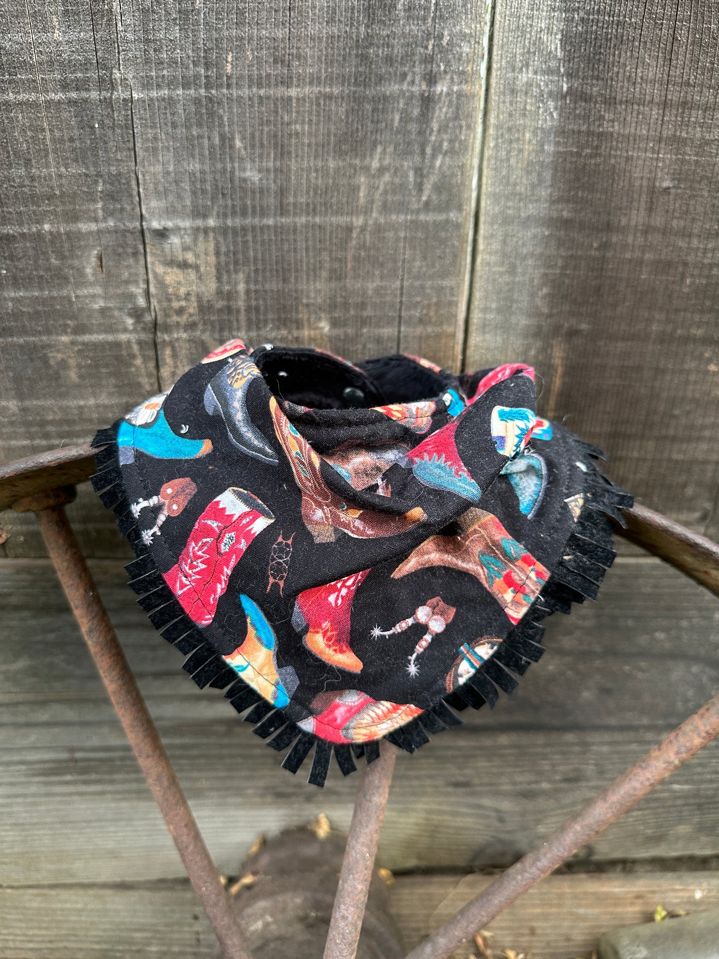 Black Boot Print Buckaroo Baby Bib