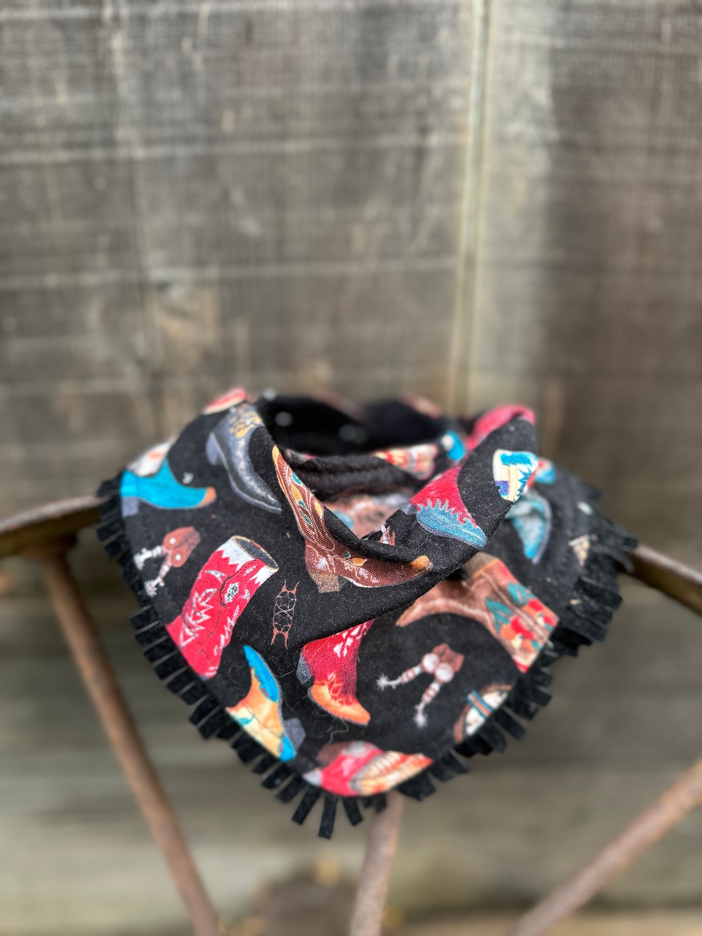 Black Boot Print Buckaroo Baby Bib