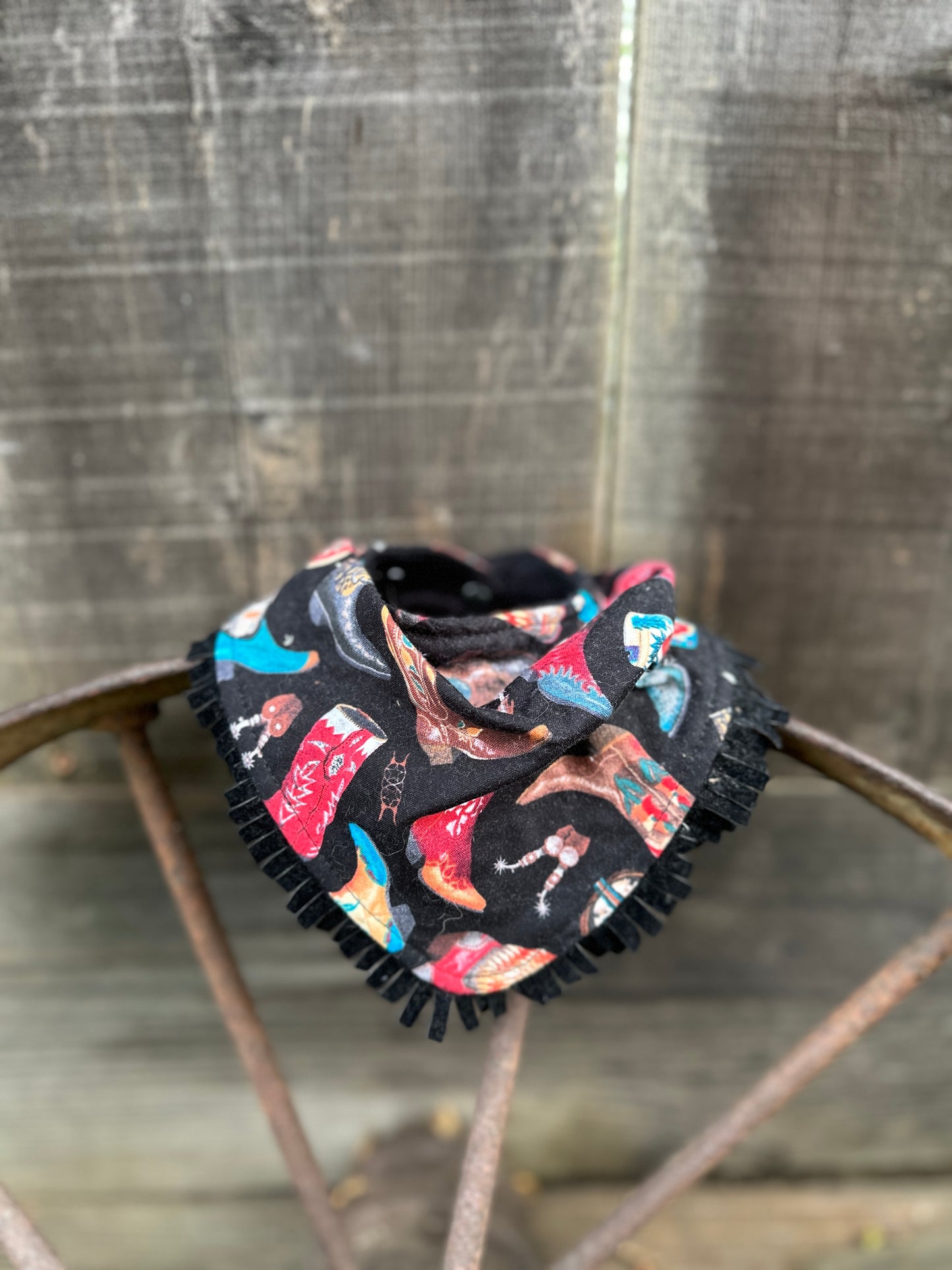 Black Boot Print Buckaroo Baby Bib