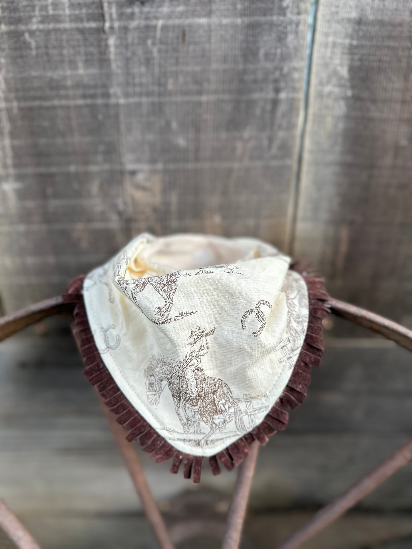 Ivory Cowboy Cowgirl Bib & Burp Cloth Set