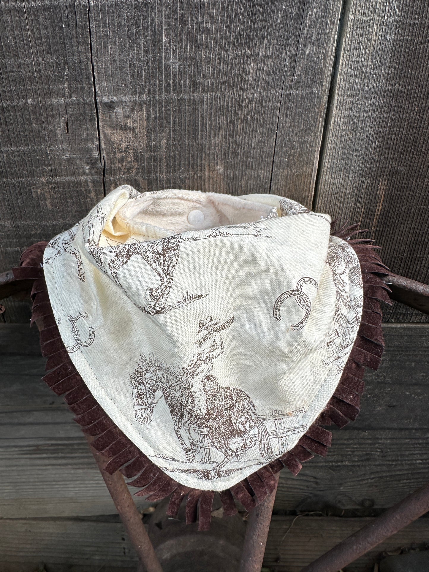 Ivory Cowboy Cowgirl Bib & Burp Cloth Set