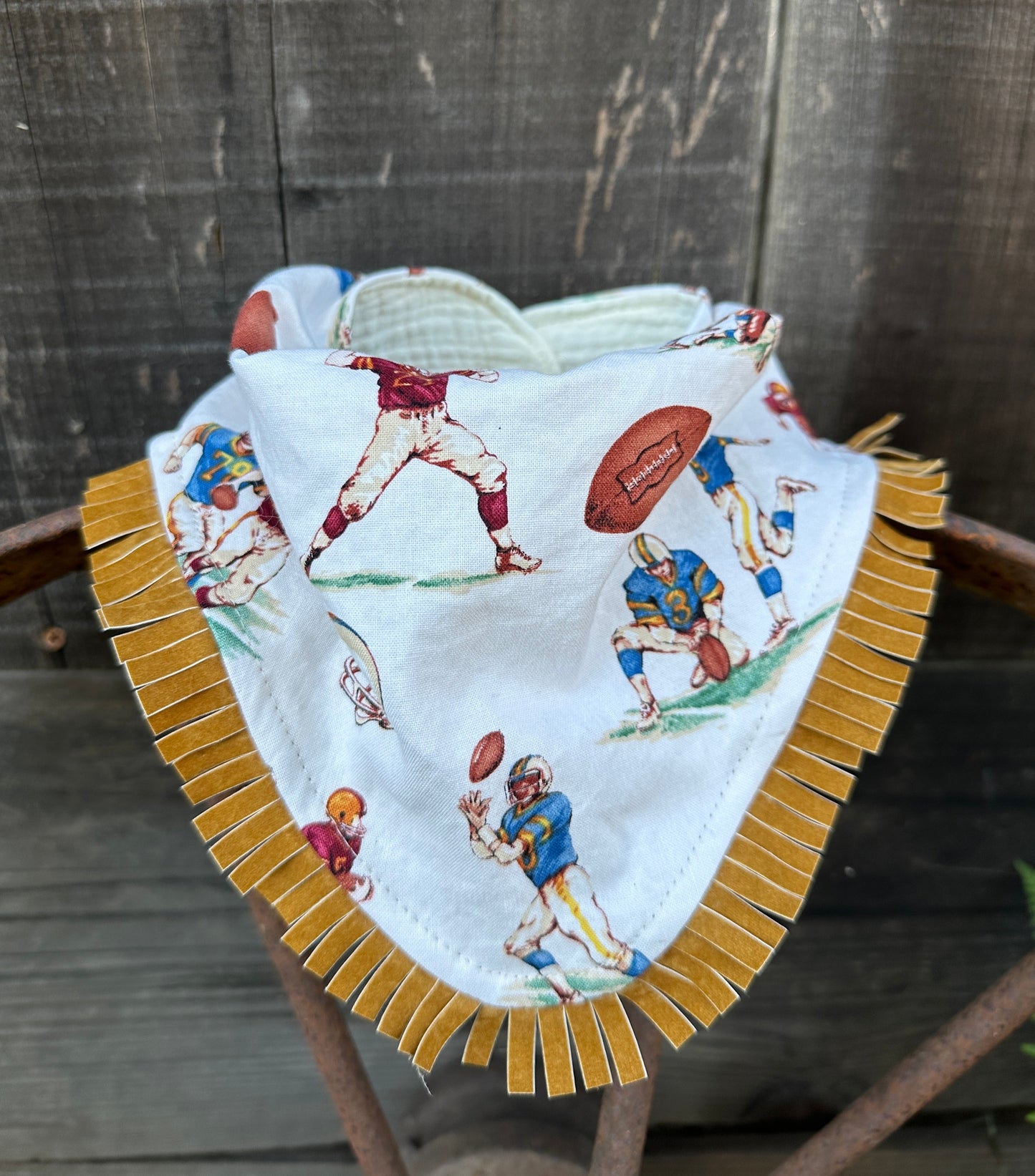 Game Day Vintage Football Print Buckaroo Baby Bib