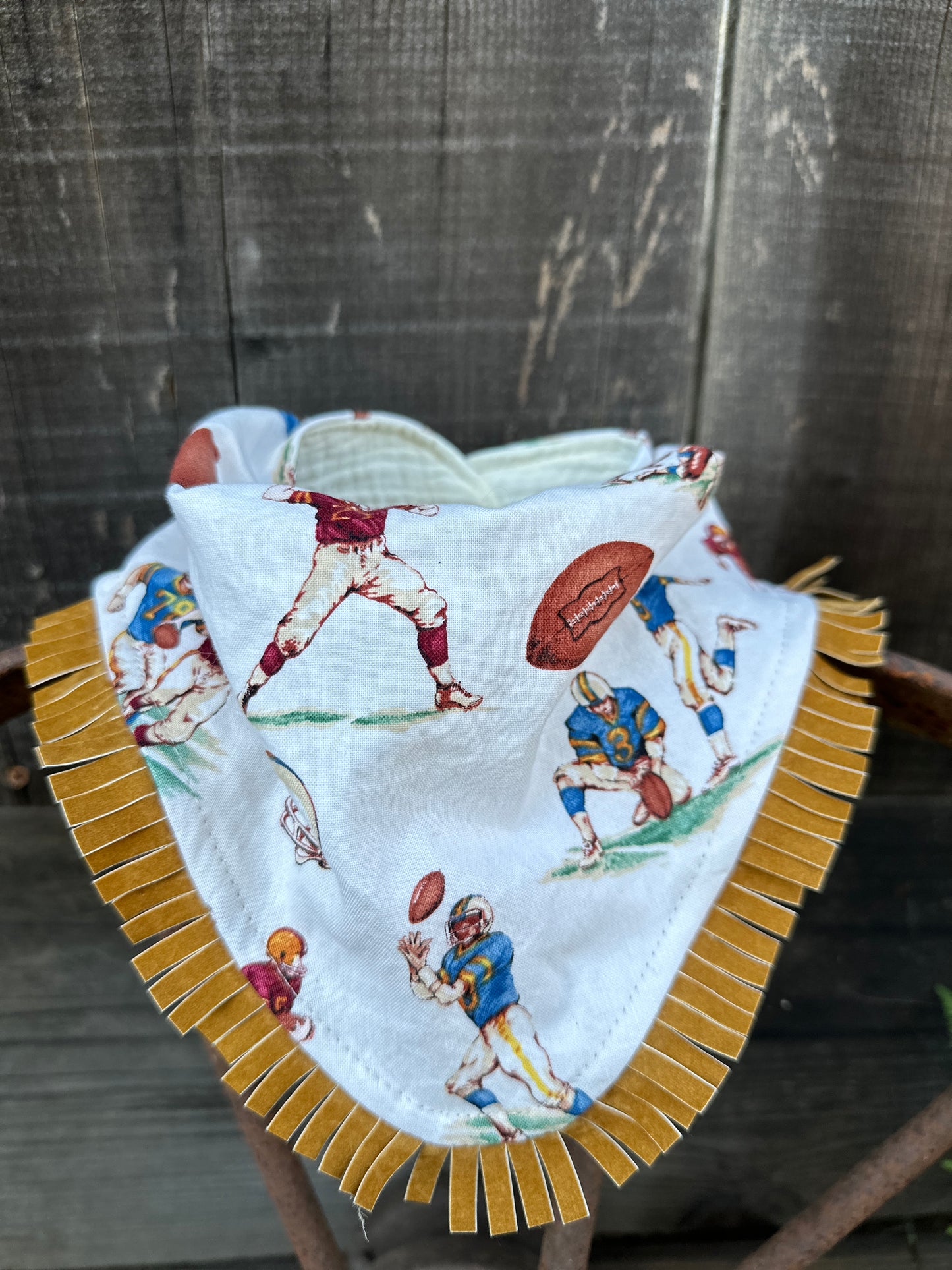 Game Day Vintage Football Print Buckaroo Baby Bib