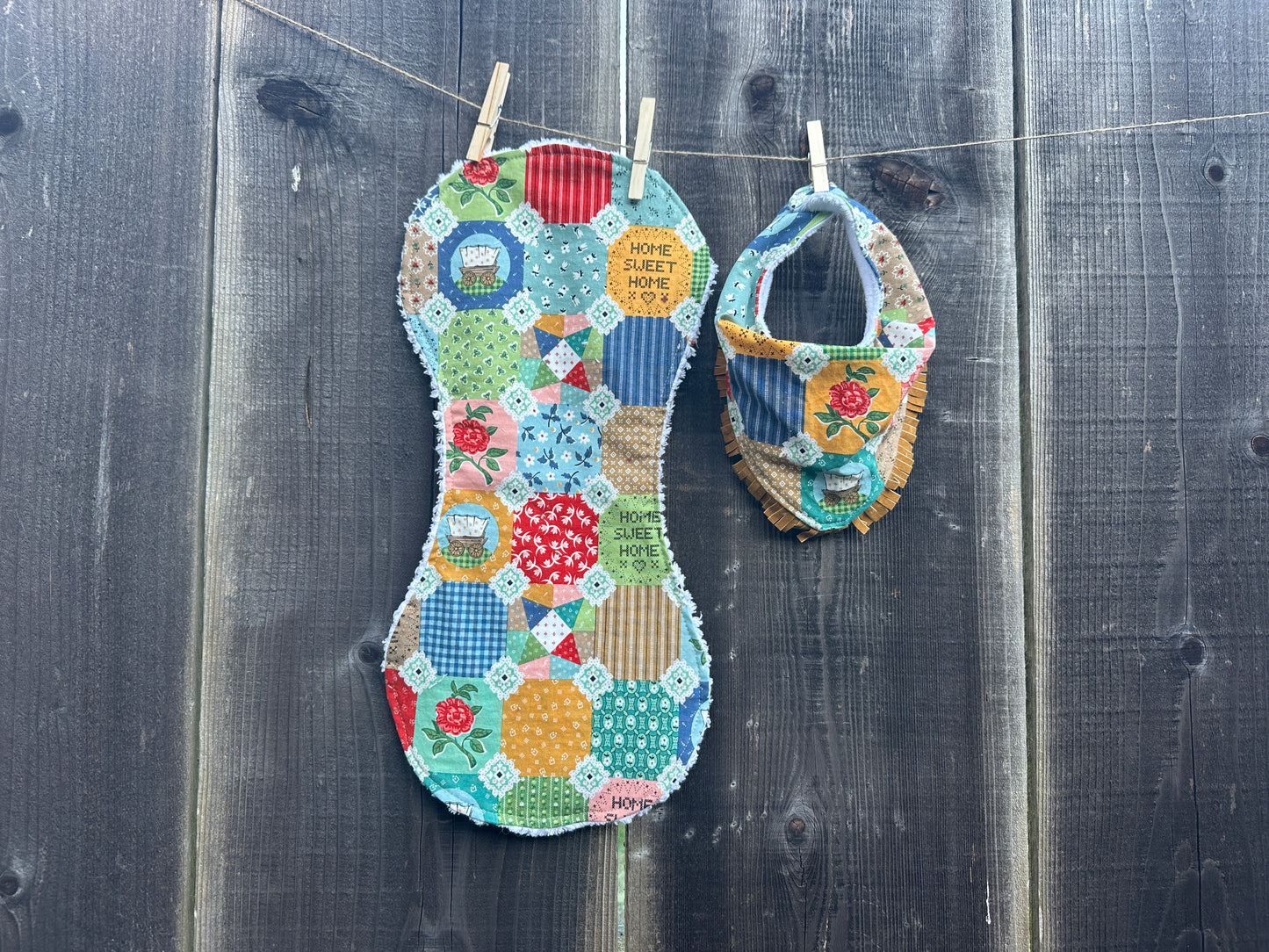 Frontier Quilted Print Bib & Burp Cloth Set