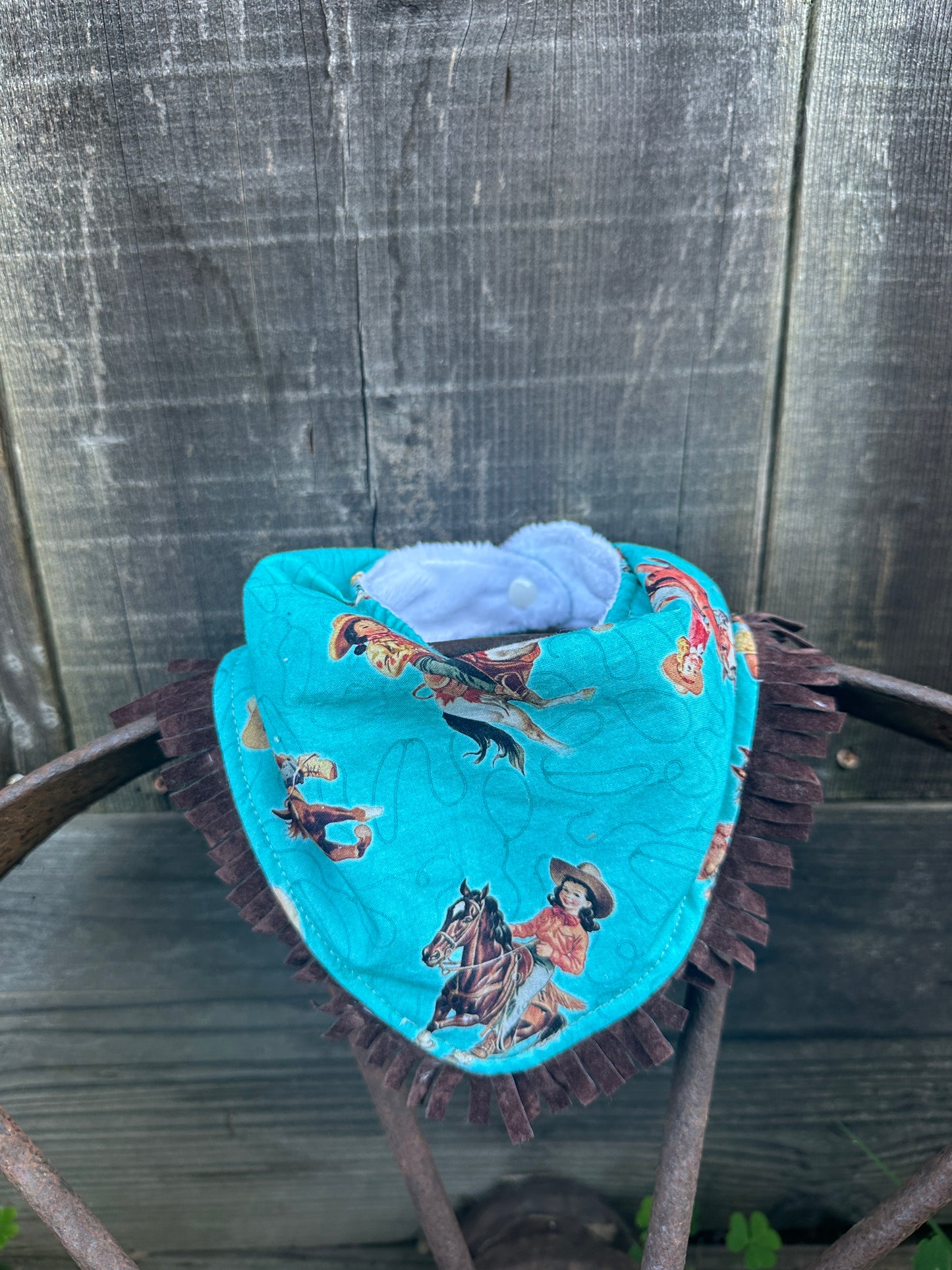 Turquoise Cowgirls Bib & Burp Cloth Set