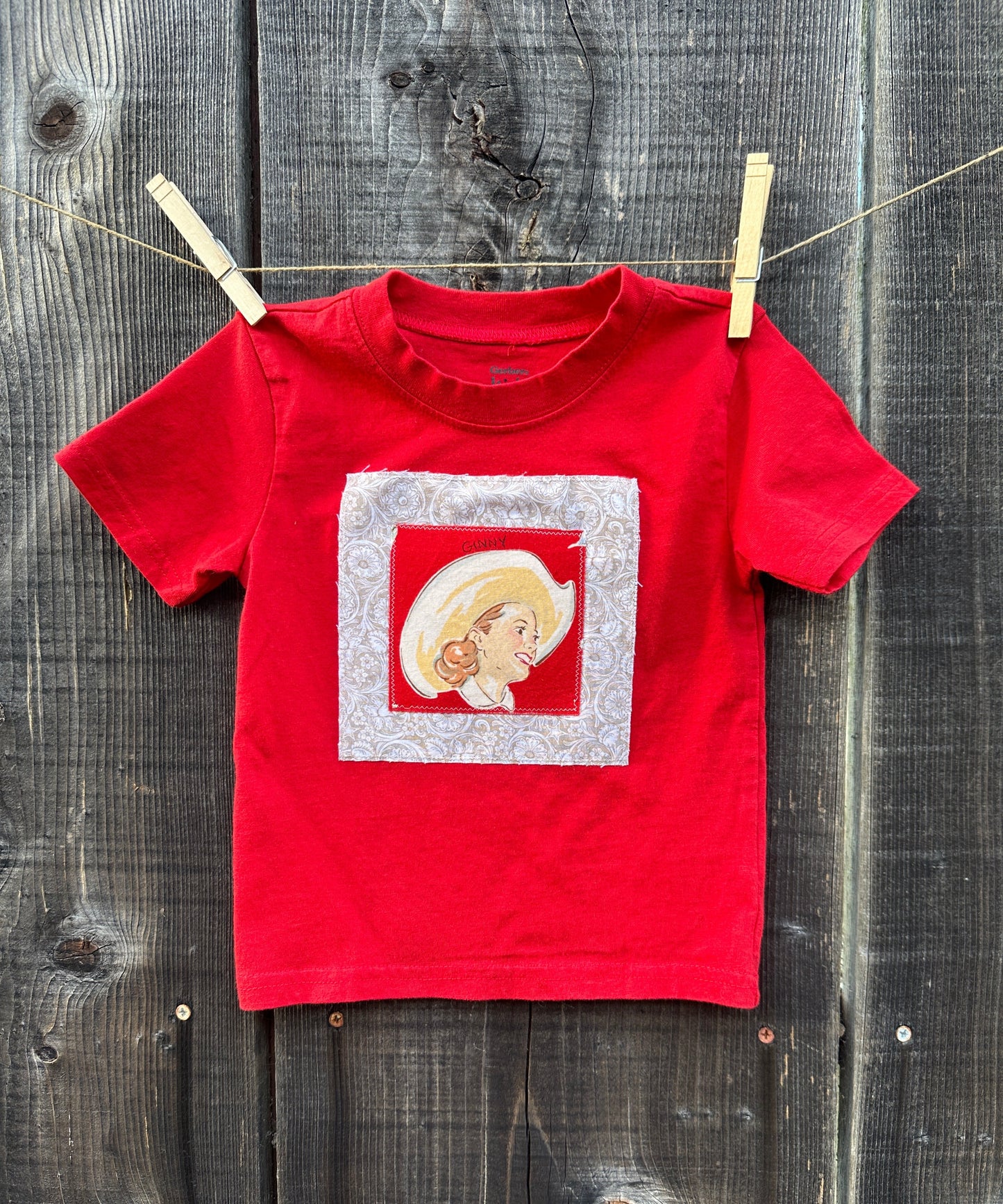 Cowgirl Ginny on Tooled Leather Tee, 2T