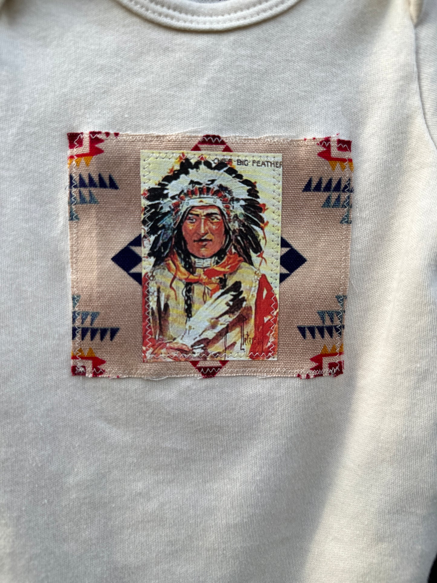 Native American Chief on Natural Onesie, 0-3 mons.