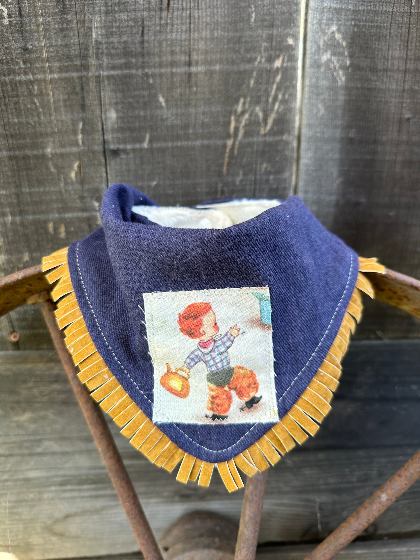 Denim and Vintage Cowpoke Patch Buckaroo Baby Bib