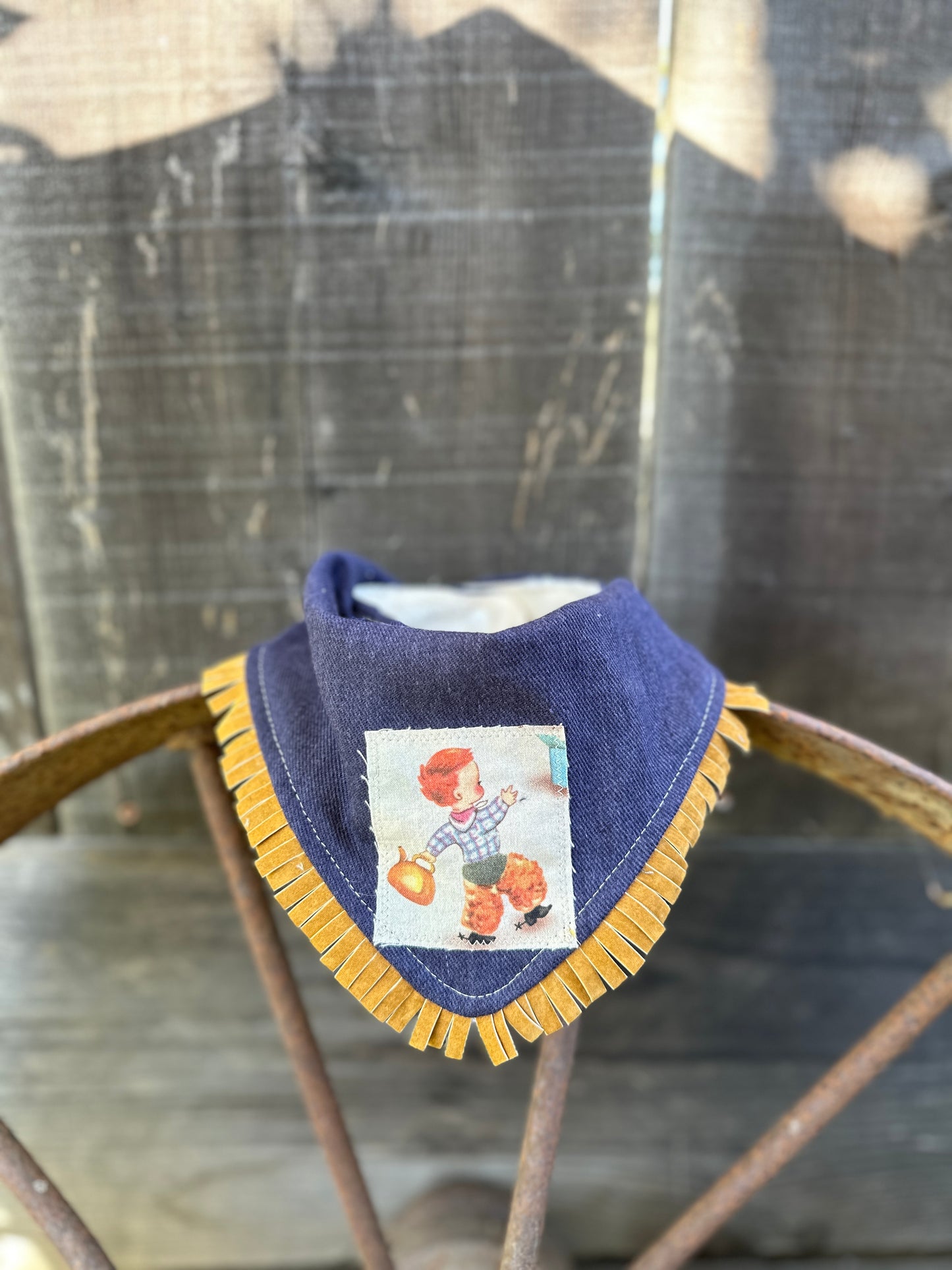 Denim and Vintage Cowpoke Patch Buckaroo Baby Bib