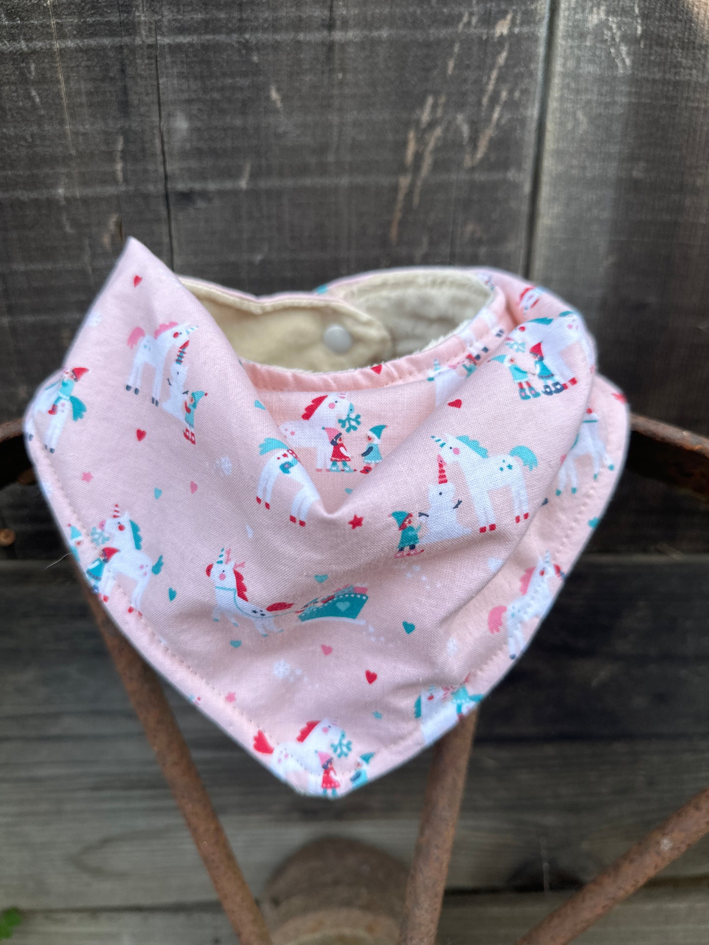 Light Pink North Pole Elves Buckaroo Baby Bib