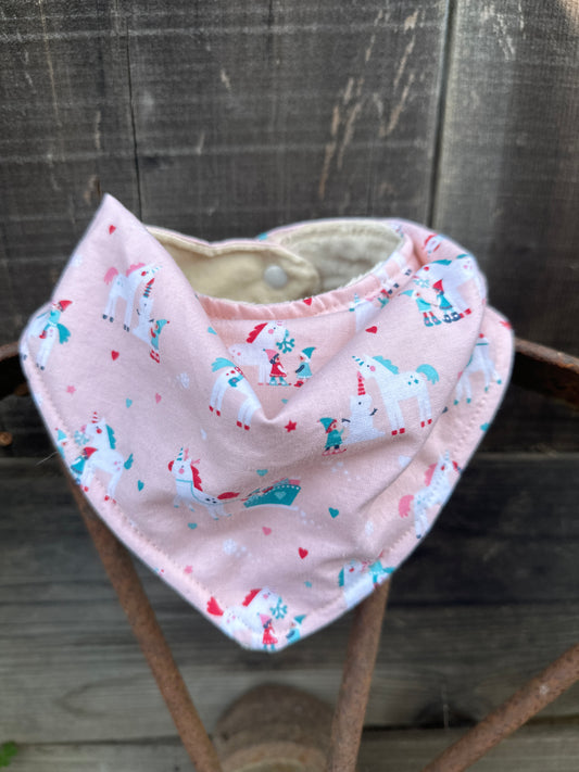 Light Pink North Pole Elves Buckaroo Baby Bib