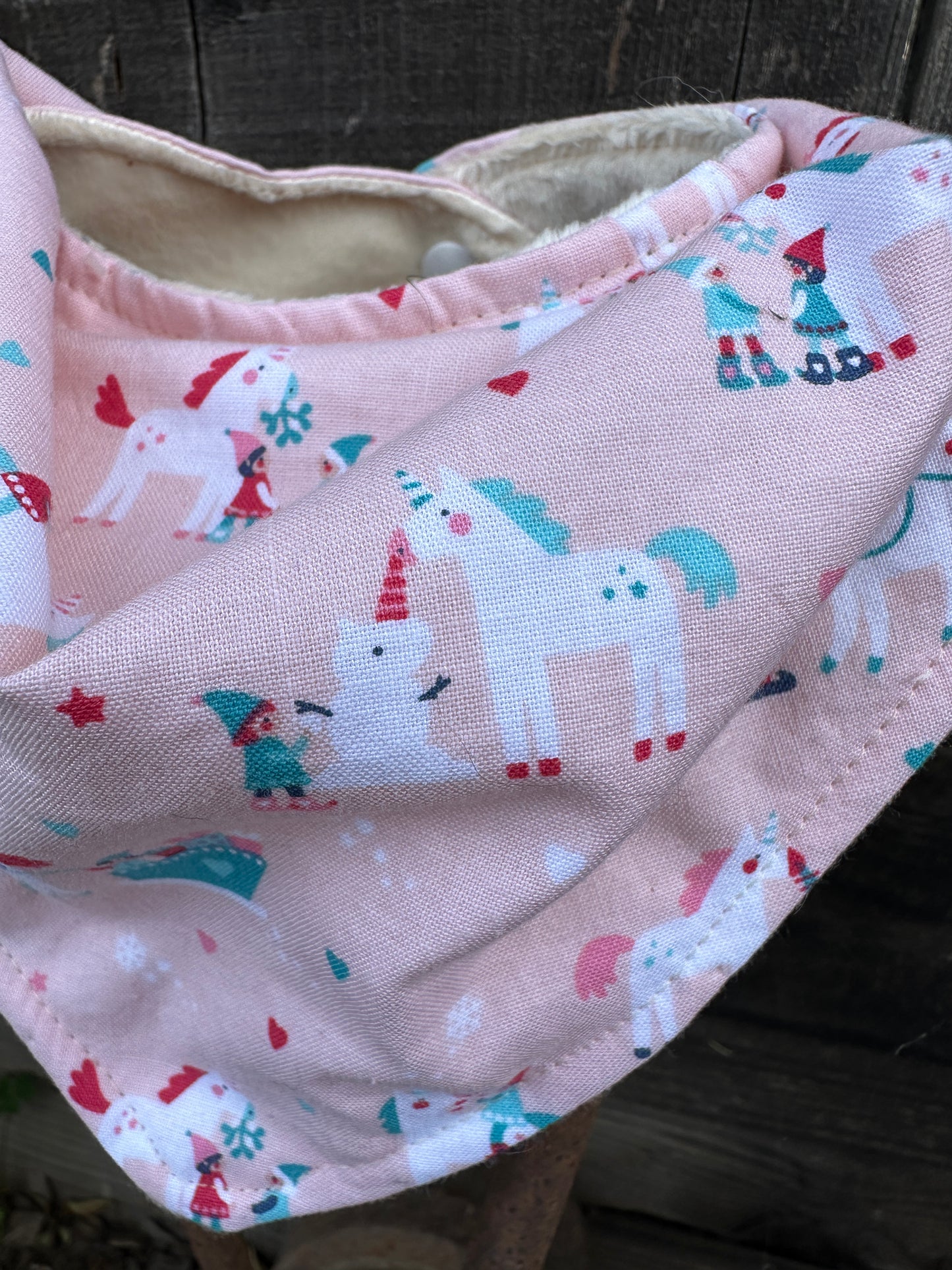 Light Pink North Pole Elves Buckaroo Baby Bib