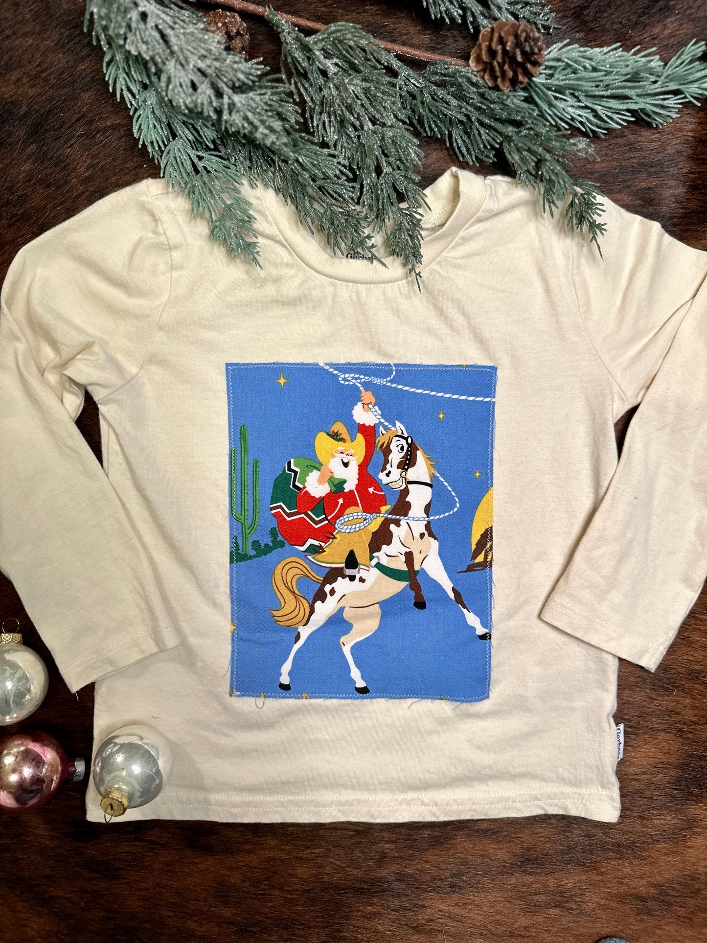 Roping Santa on Paint, Long Sleeve, Size 3T