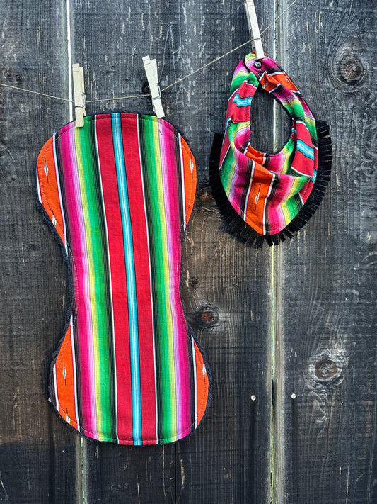 Bright Serape Bib & Burp Cloth Set