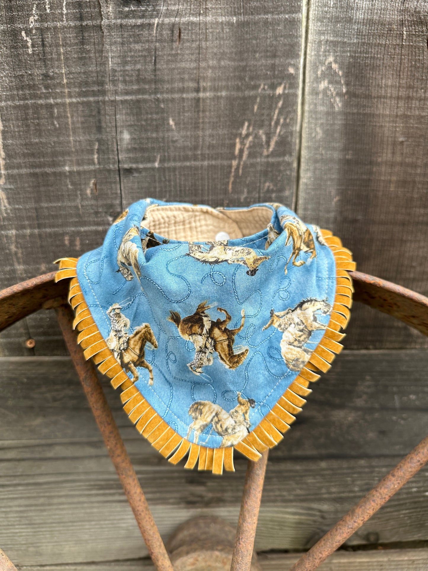 Roper and Bronc Rider Buckaroo Baby Bandana Bib